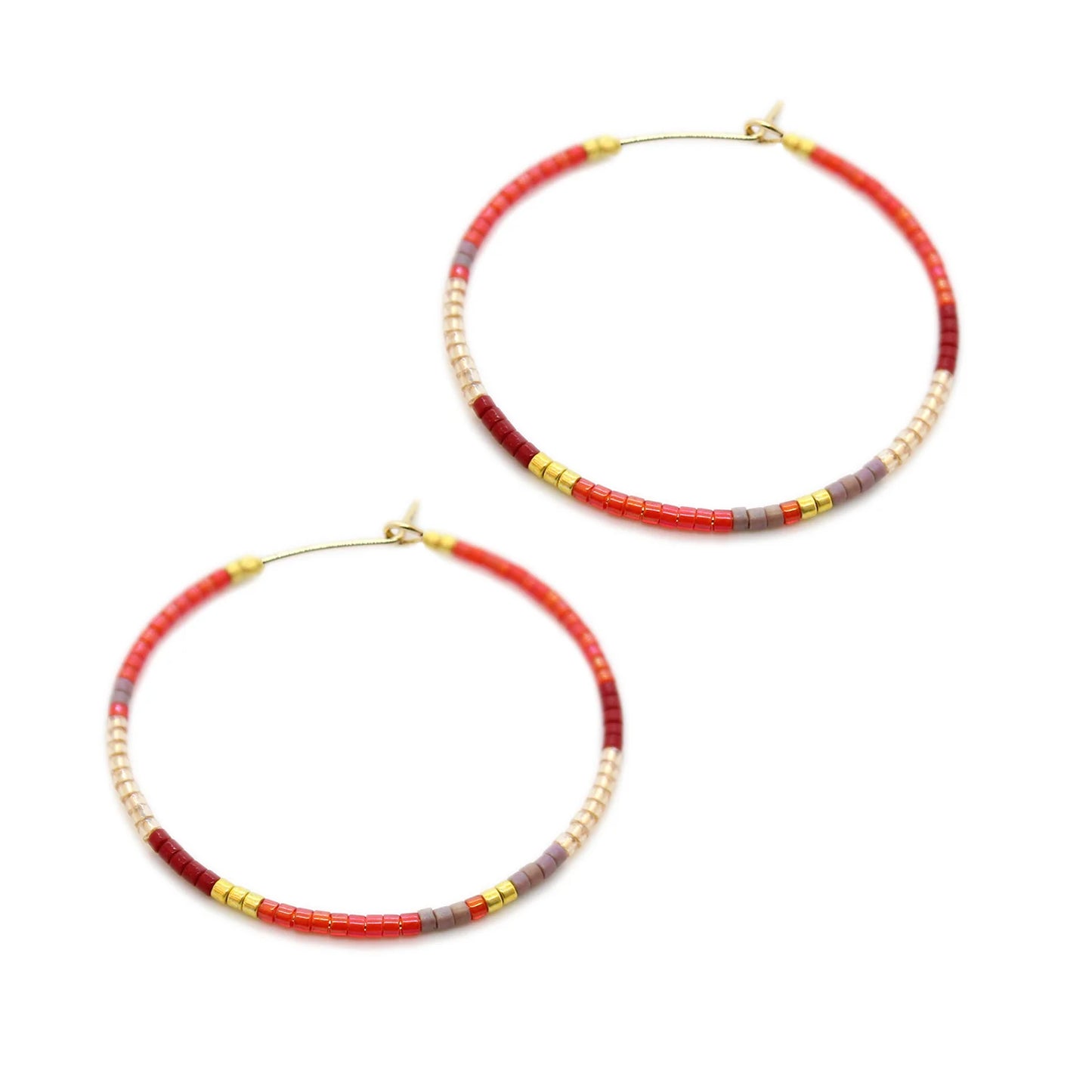 Beauty Hoops | Red & Gold
