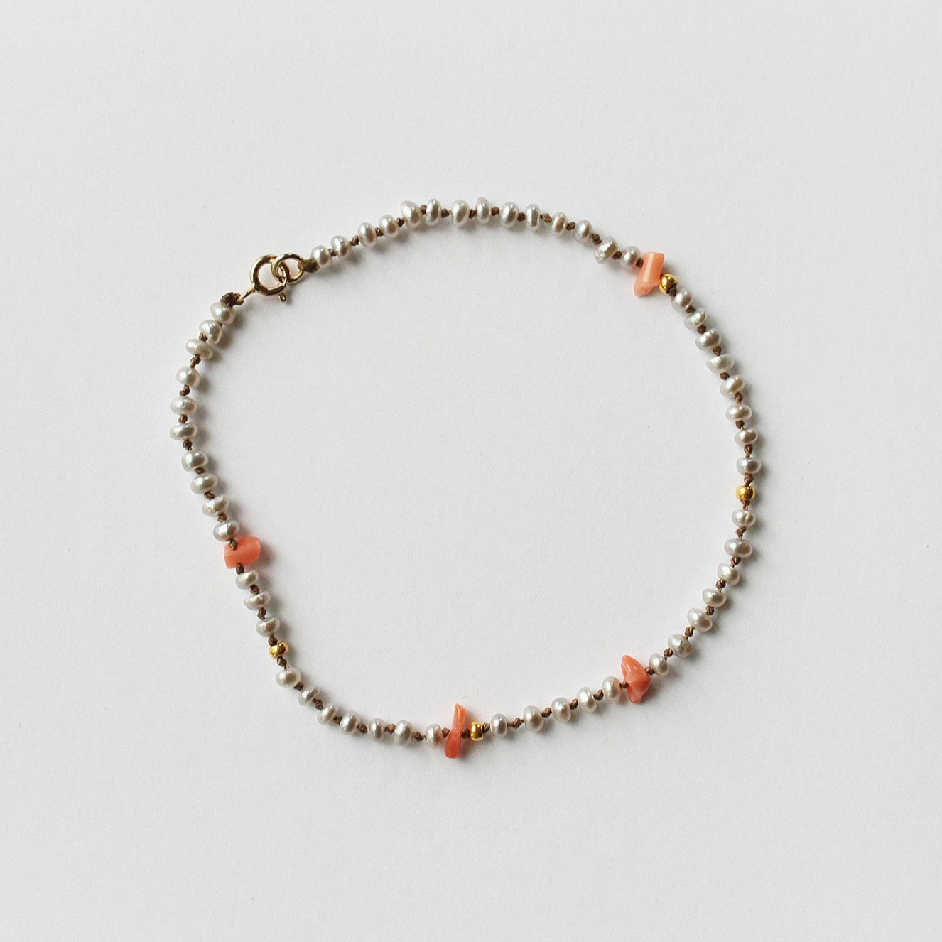 Grey Pearls and Coral Bracelet