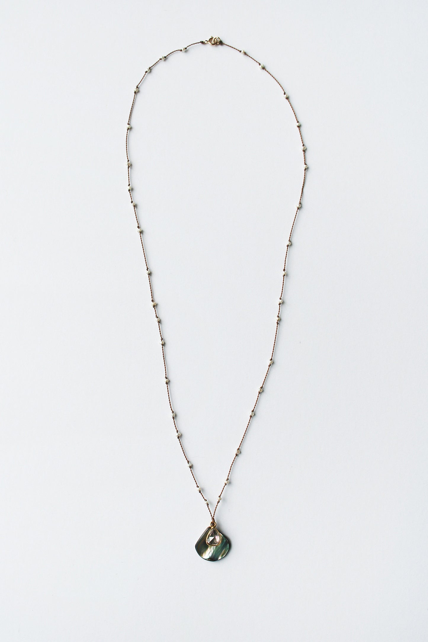 Teardrop Abalone and White Sapphire Necklace