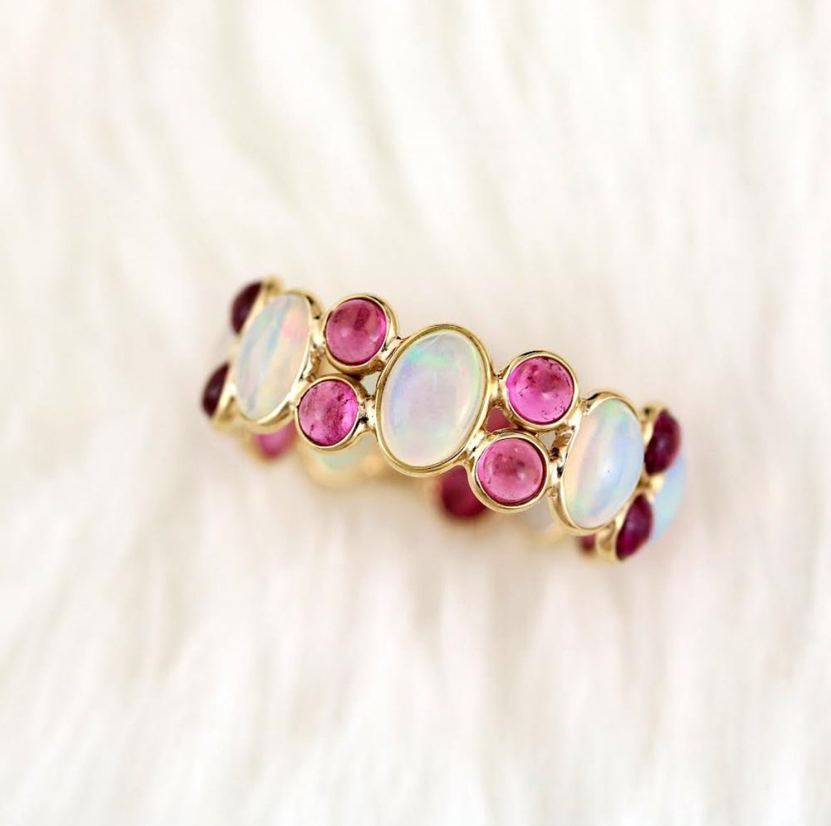 Tourmaline And Opal Eternity Ring