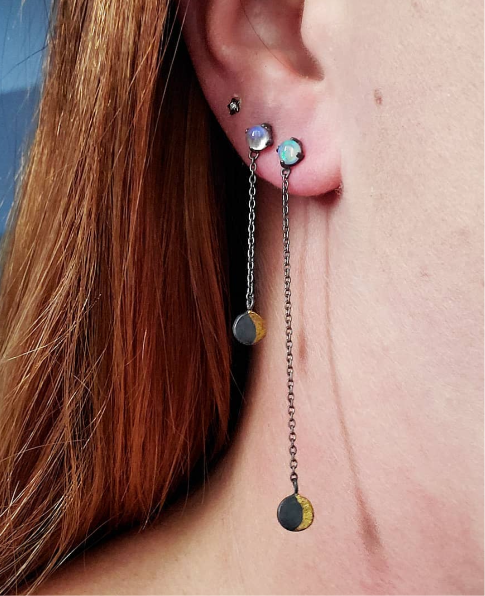 Crescent Moon Chain Earrings