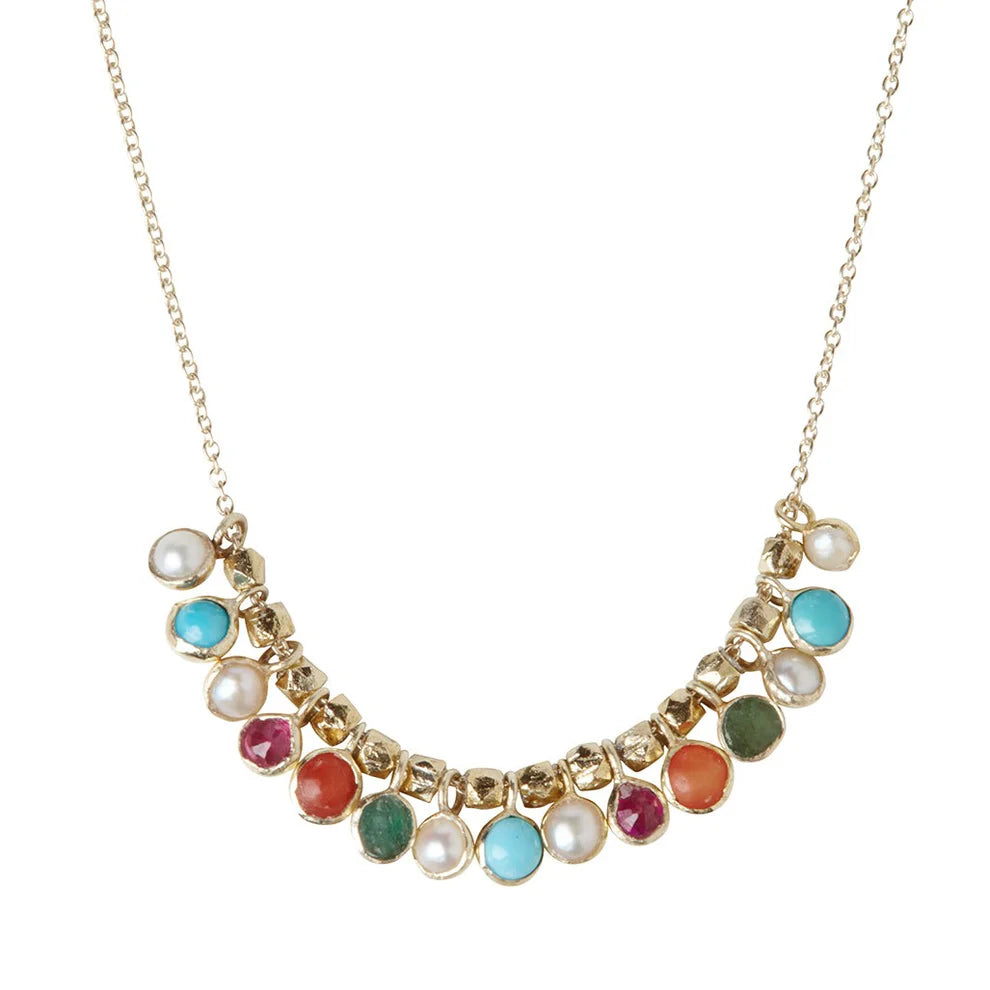 Tiny Multi Gem Charms Necklace