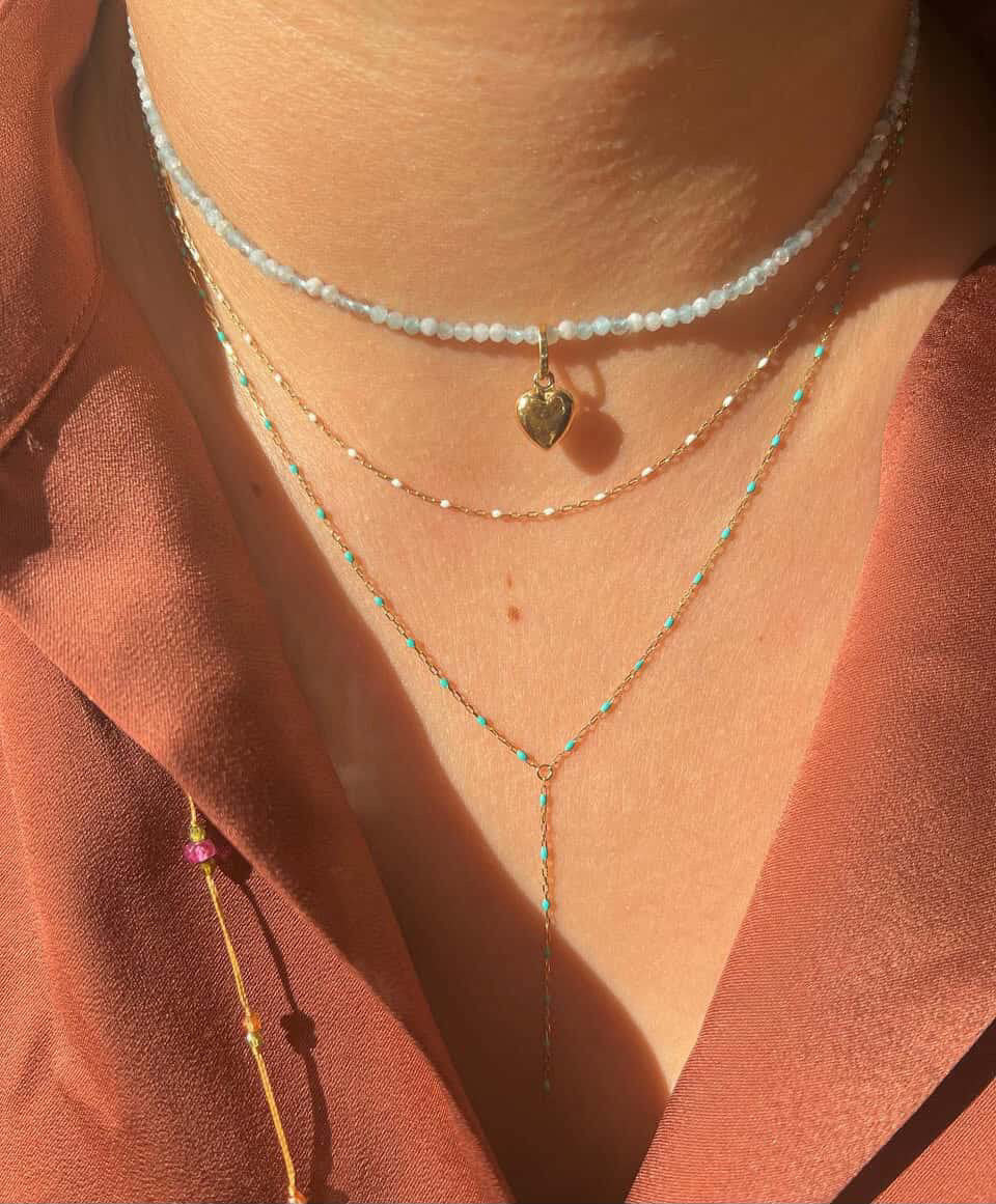 Turquoise Enamel Lariat Chain