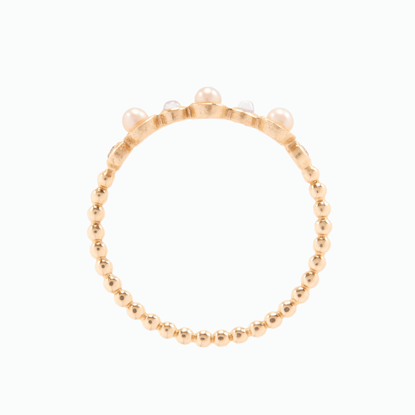 Pearl, Moonstone and Diamond Ring