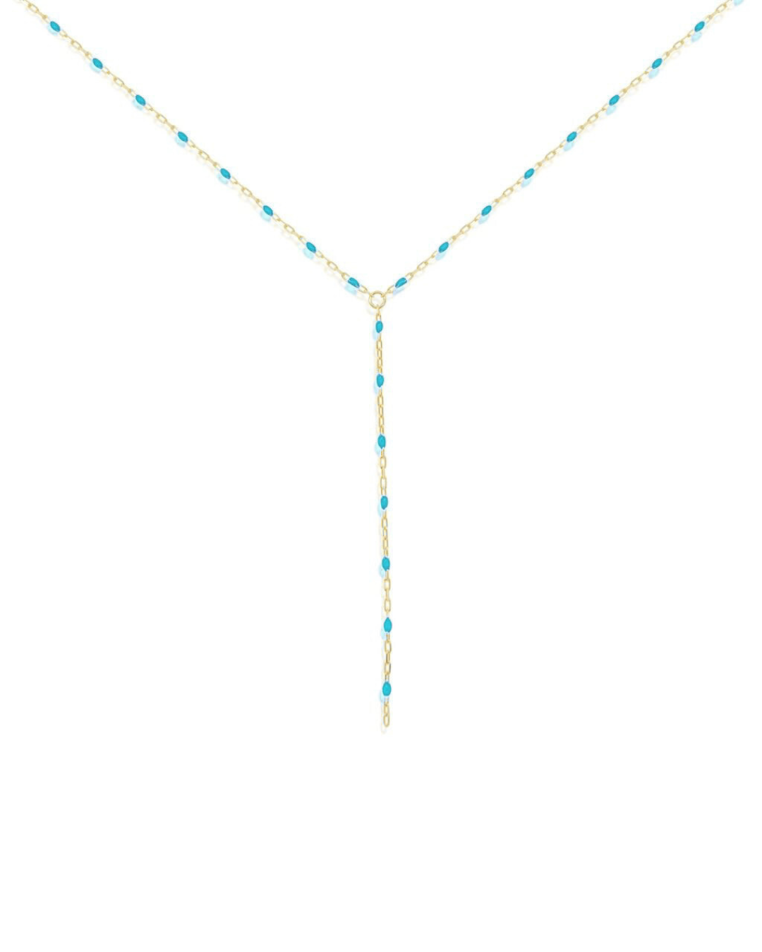 Turquoise Enamel Lariat Chain