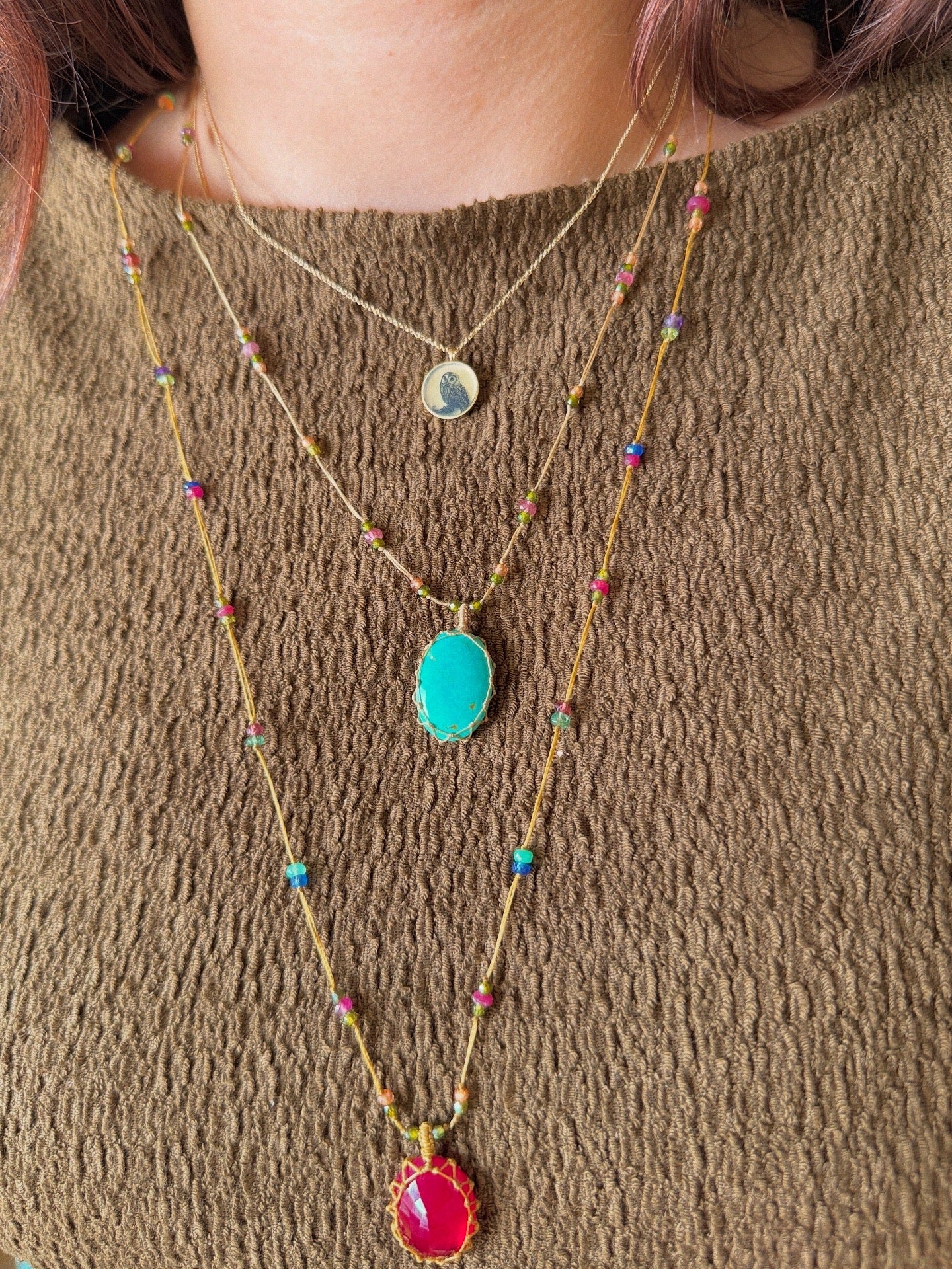 Long Tibetan Rubellite Pendant