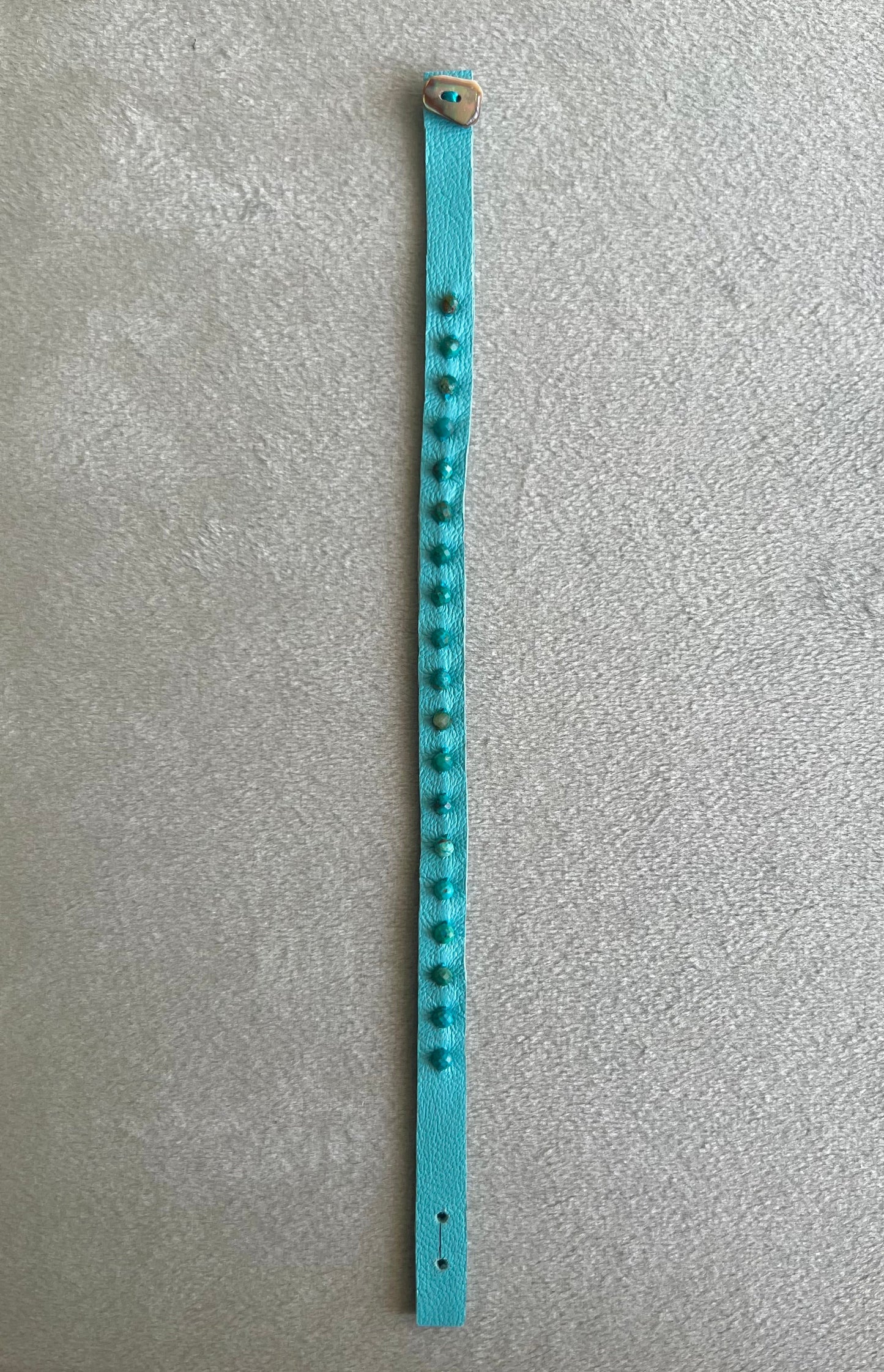 Chrysocolla Blue Leather Bracelet