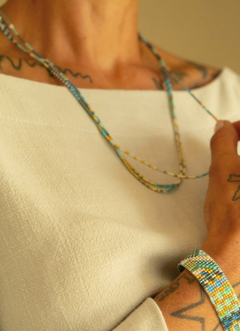 Glass Beaded Necklace - Oro