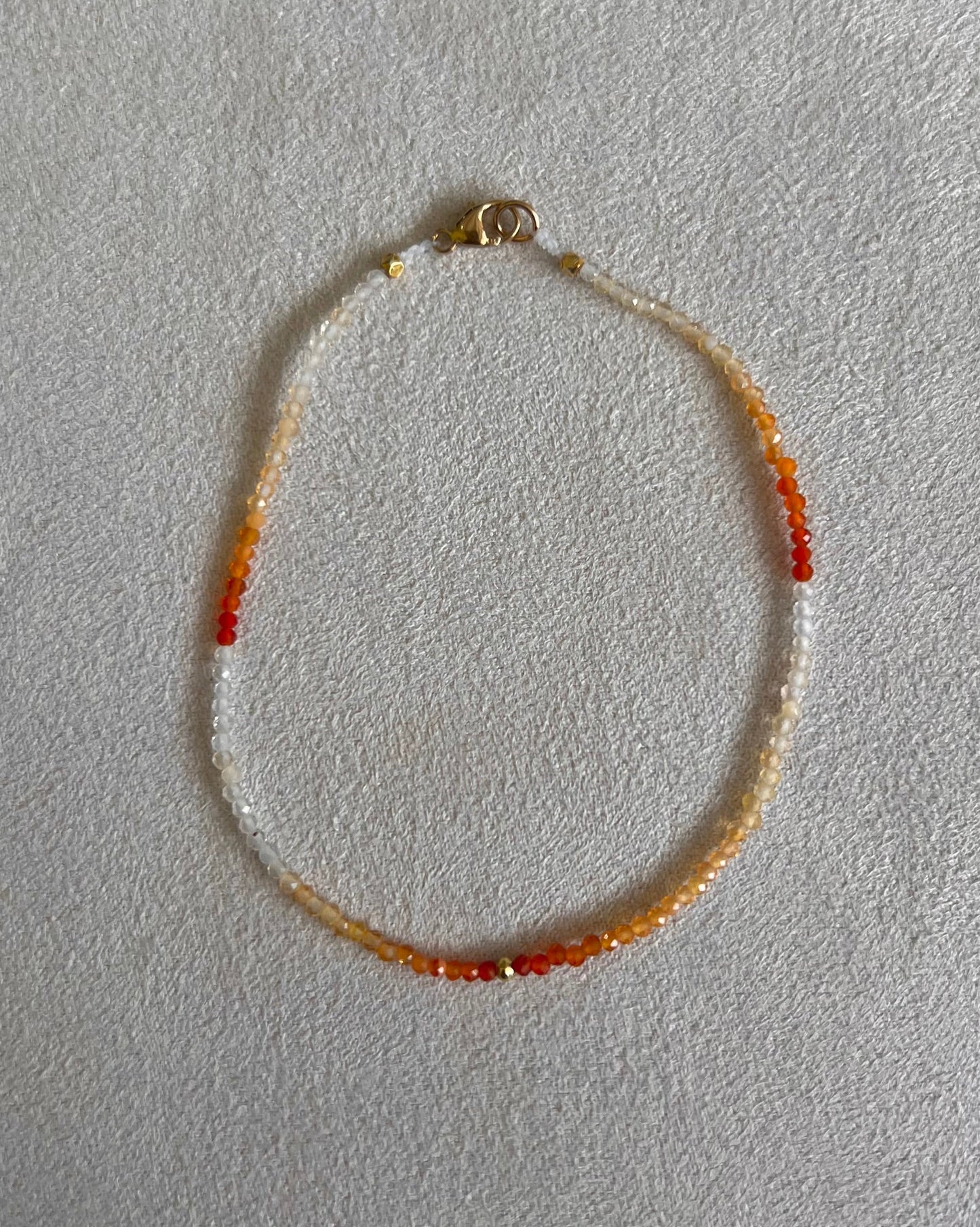 Fire Opal Beaded Bracelet - Gold Tiny Round Bead