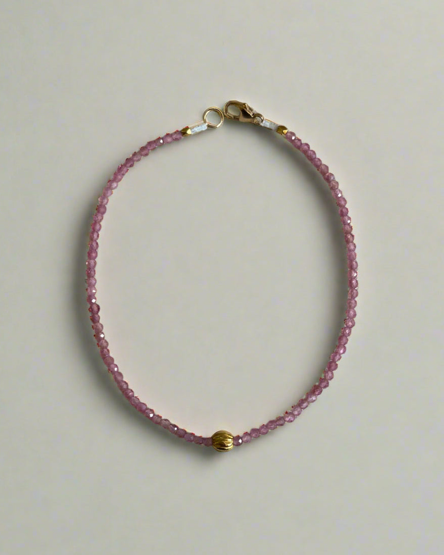 Pink Tourmaline and 18k bead Bracelet