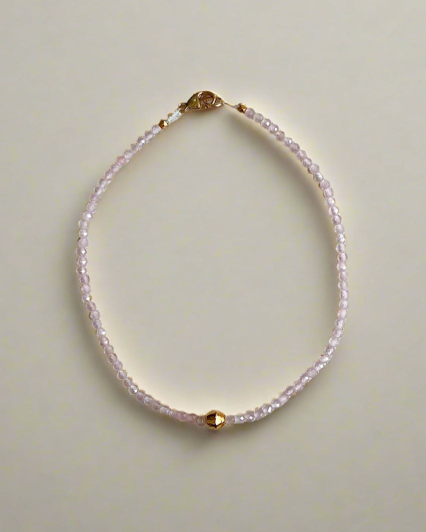 Rose Quartz and 18k bead Bracelet