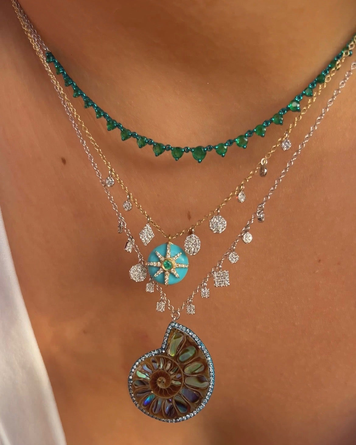 Turquoise and Emerald Starburst Necklace