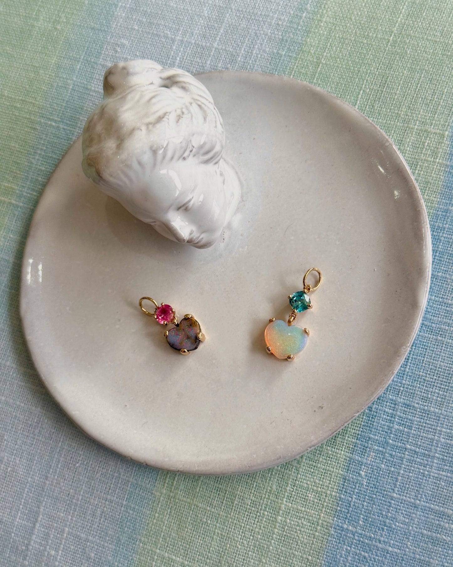 Pink Spinel & Opal Heart Pendant