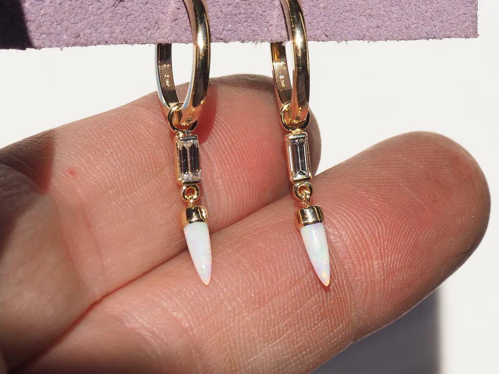 Opal Unicorn Dangle Hoops