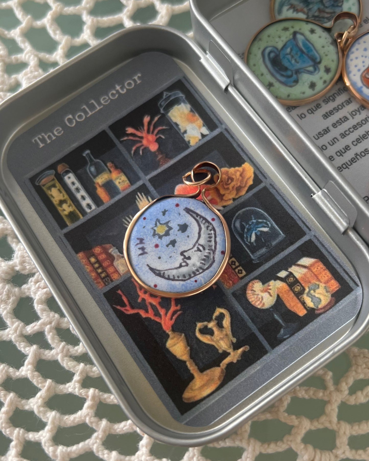 Crescent Moon Enamel Pendant