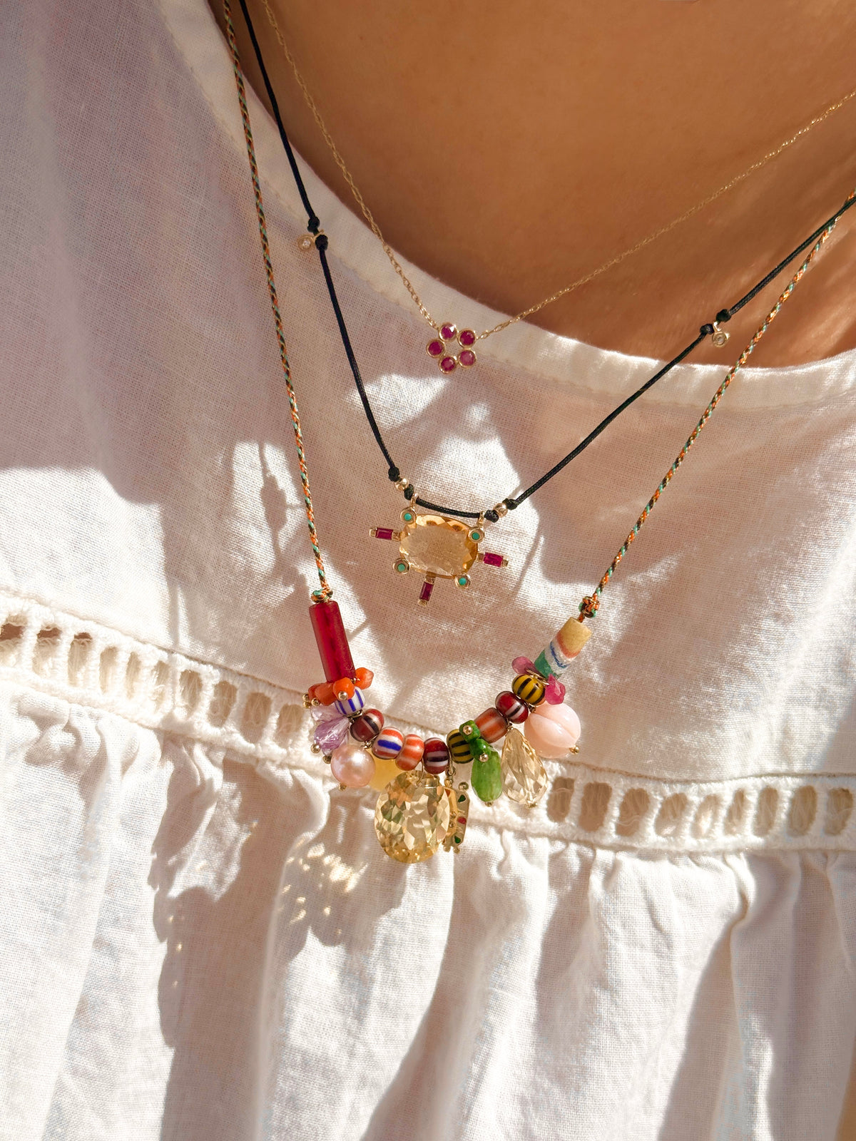 Mini Flower Ruby Necklace