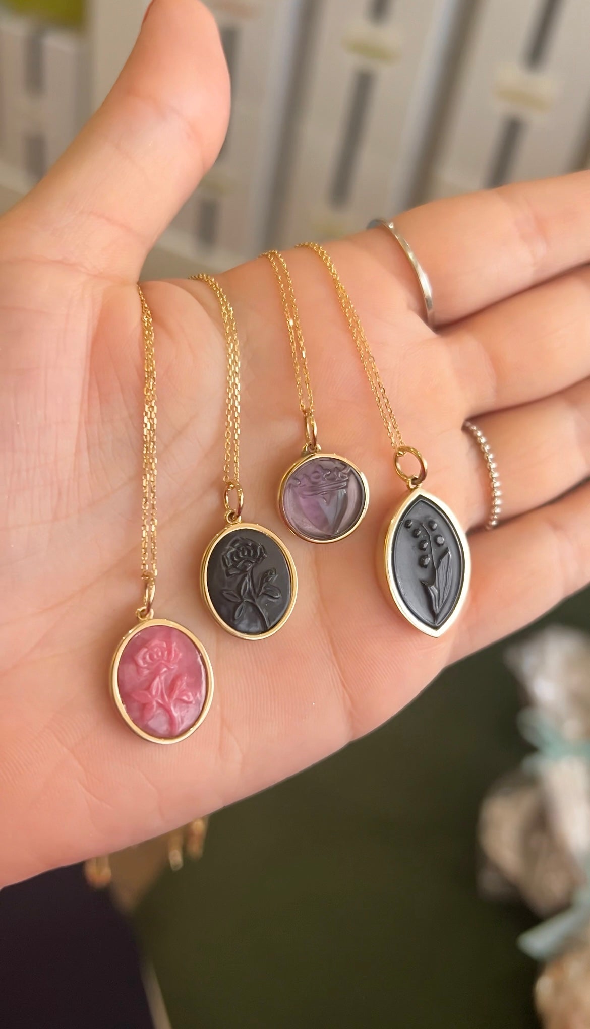 Rose Rhodonite Intaglio Pendant
