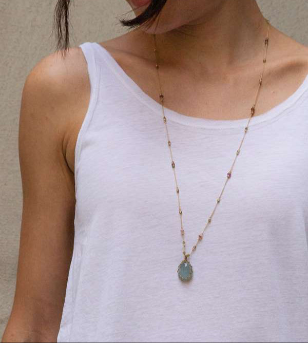Long Tibetan Labradorite Pendant