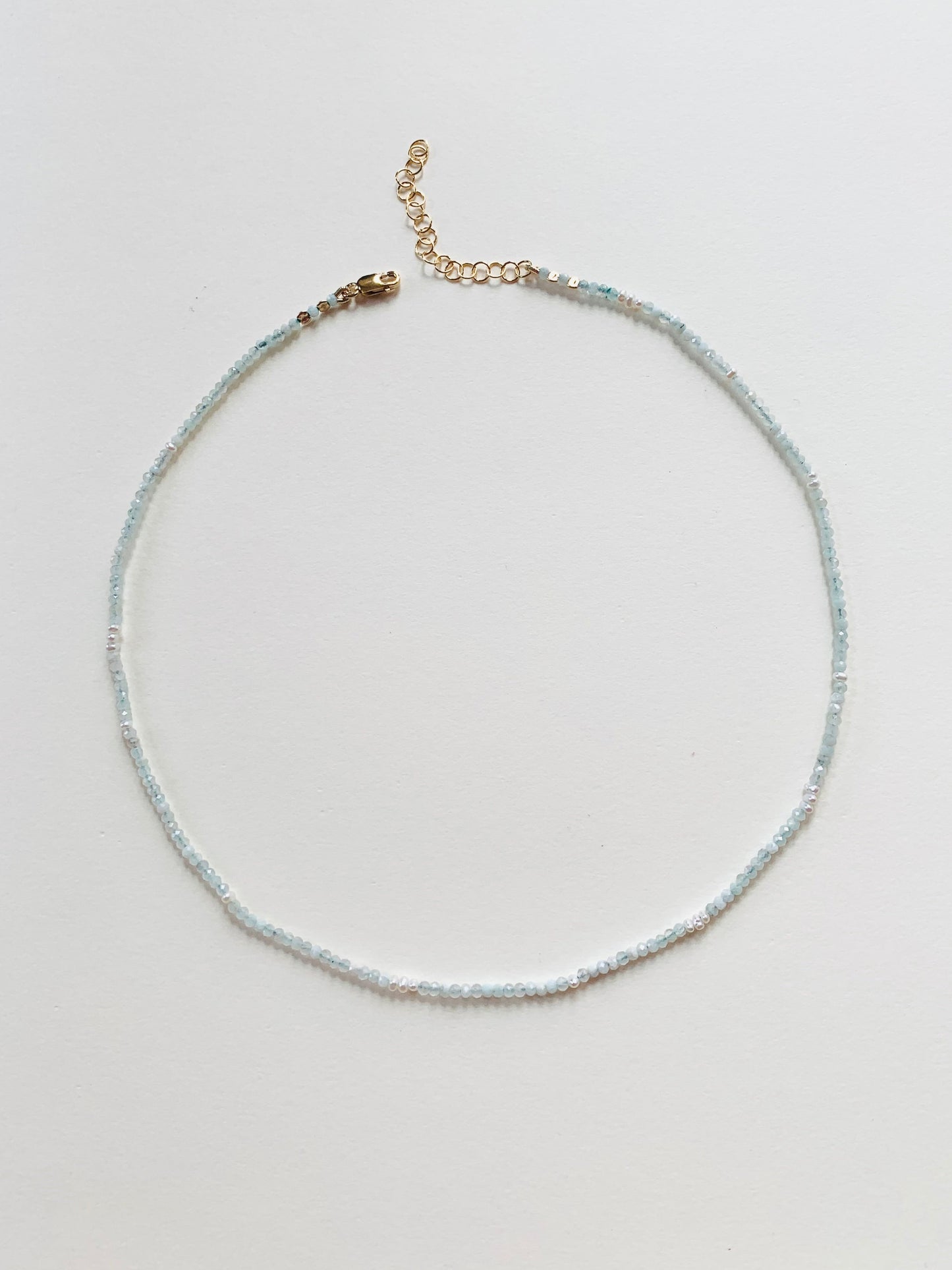 Aquamarine & White Pearls Necklace