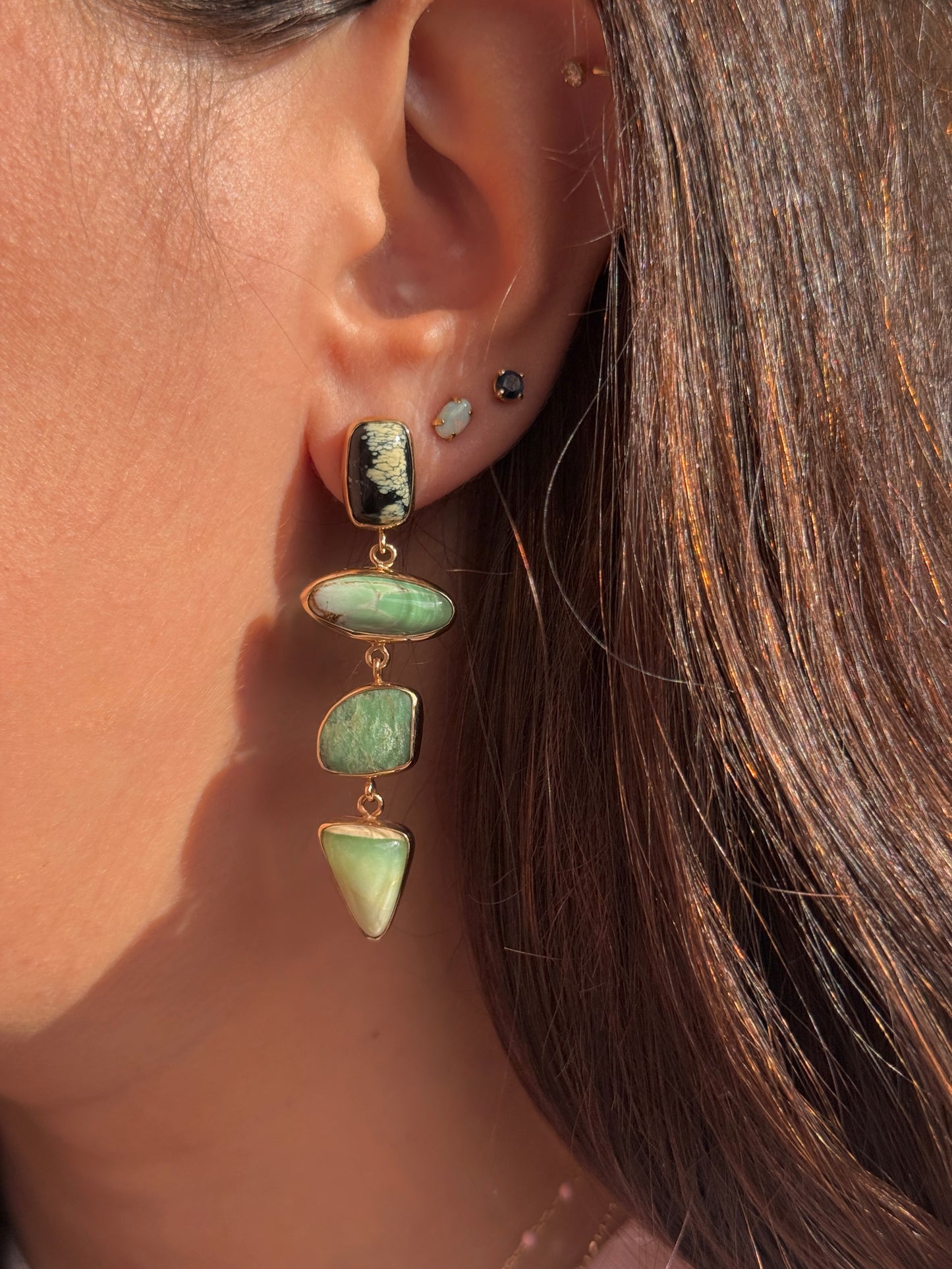 Turquoise & Variscite Drop Earrings