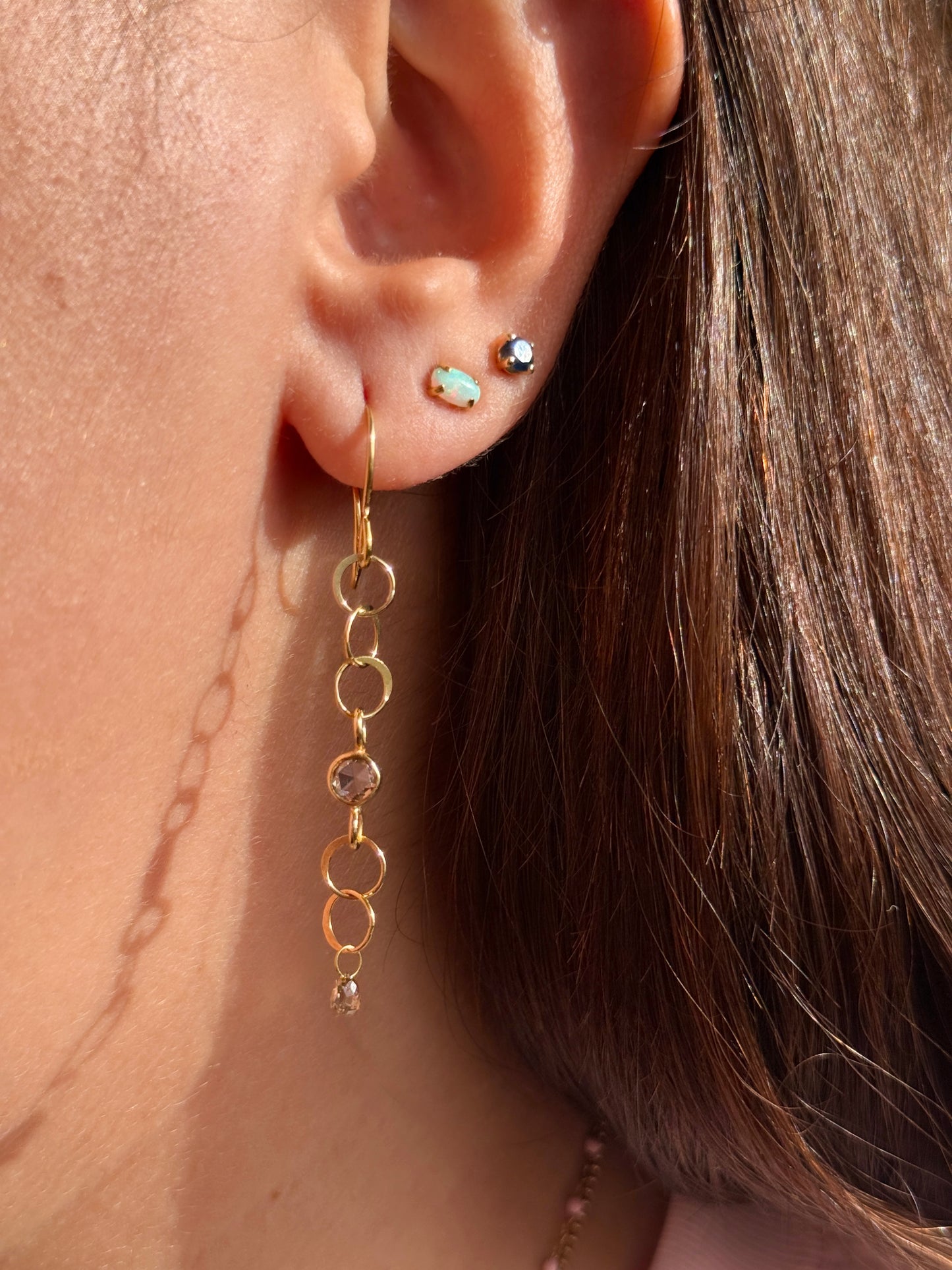 Chain Link Diamond Drop Earrings