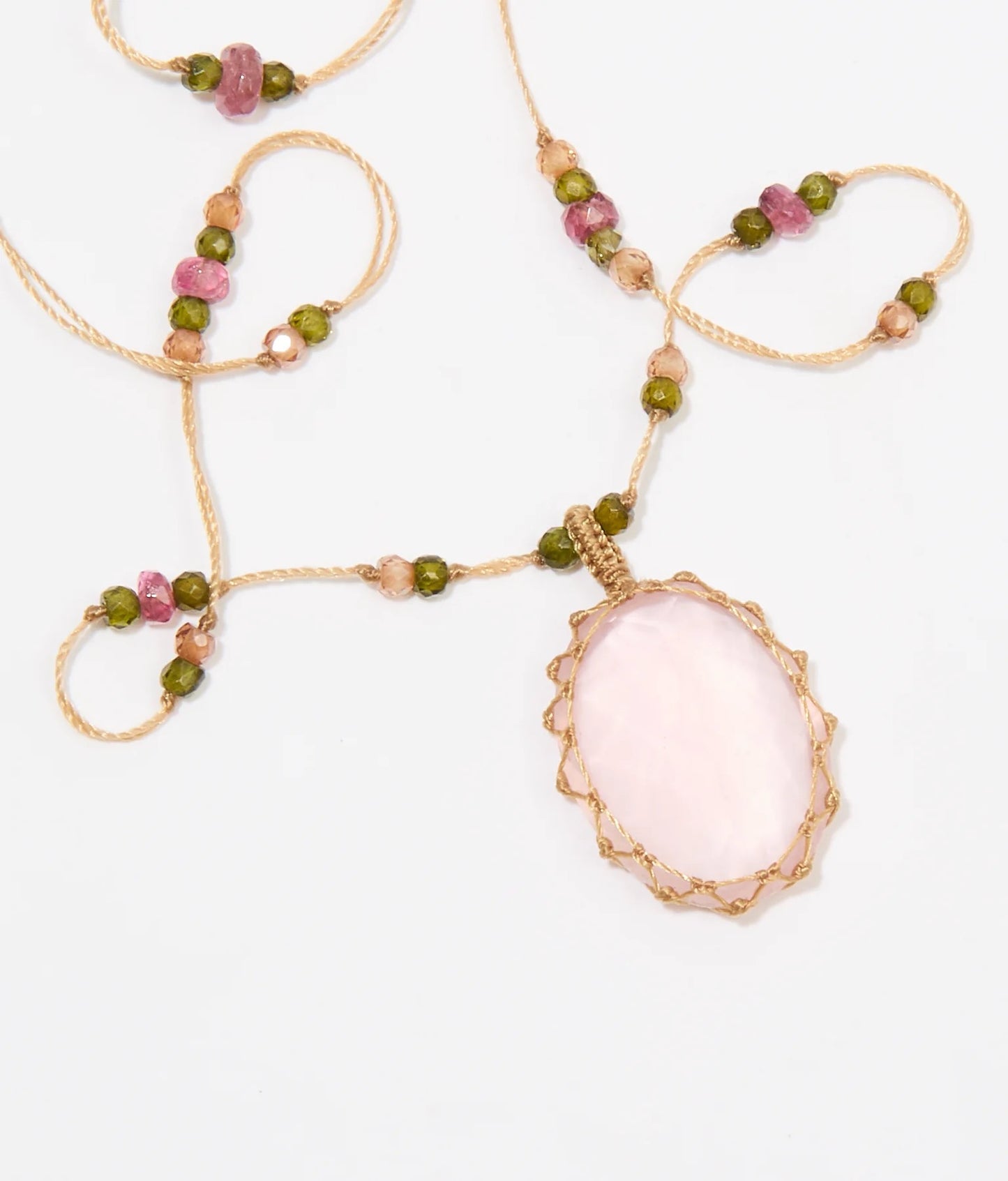 Short Tibetan Pink Quartz Pendant
