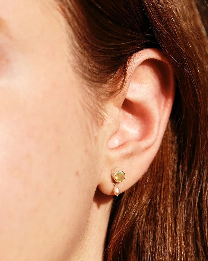 Moonstone and Pearl Studs