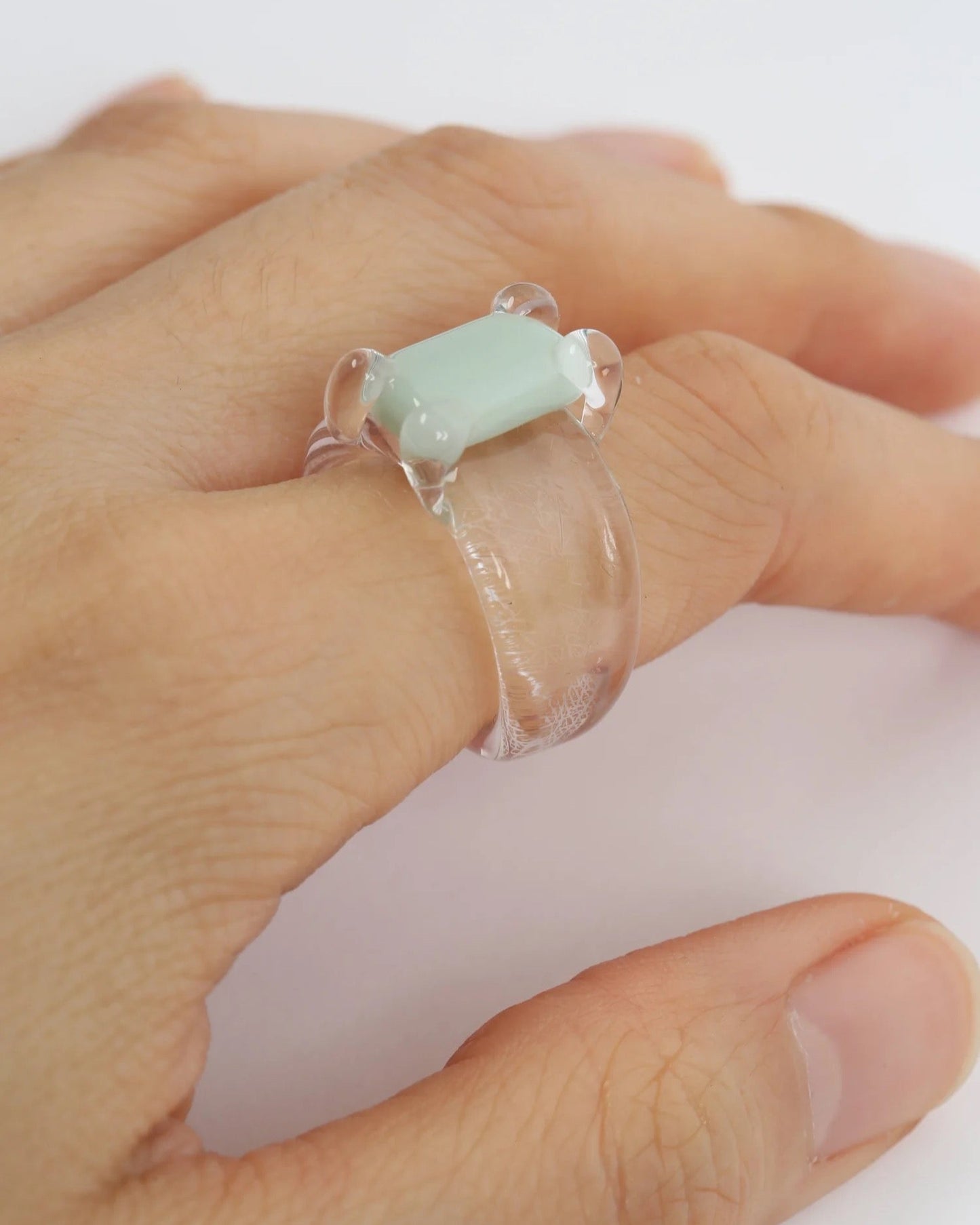 Prong Set Glass Ring
