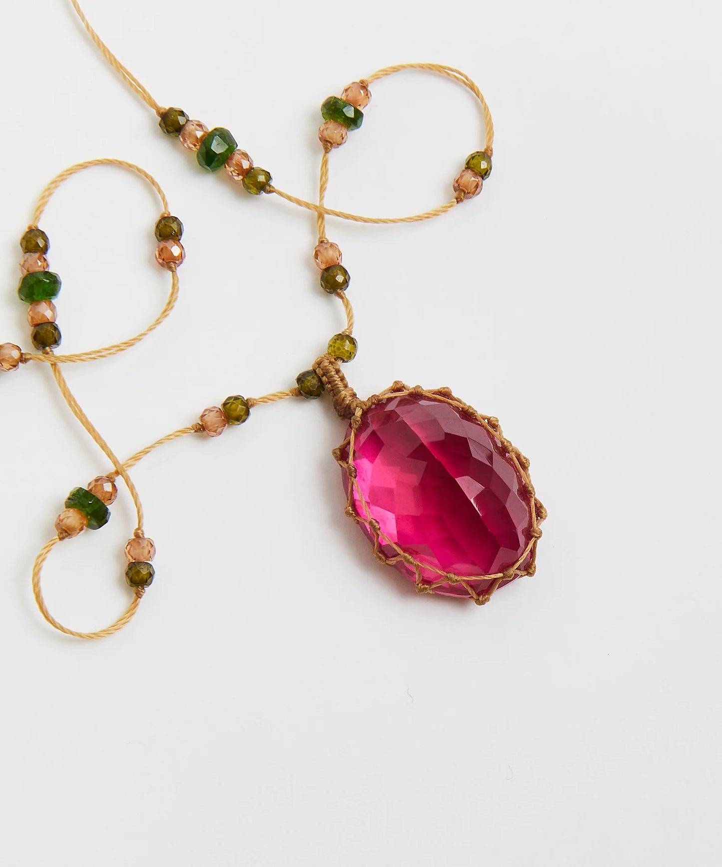 Short Tibetan Pink Indian Crystal Pendant