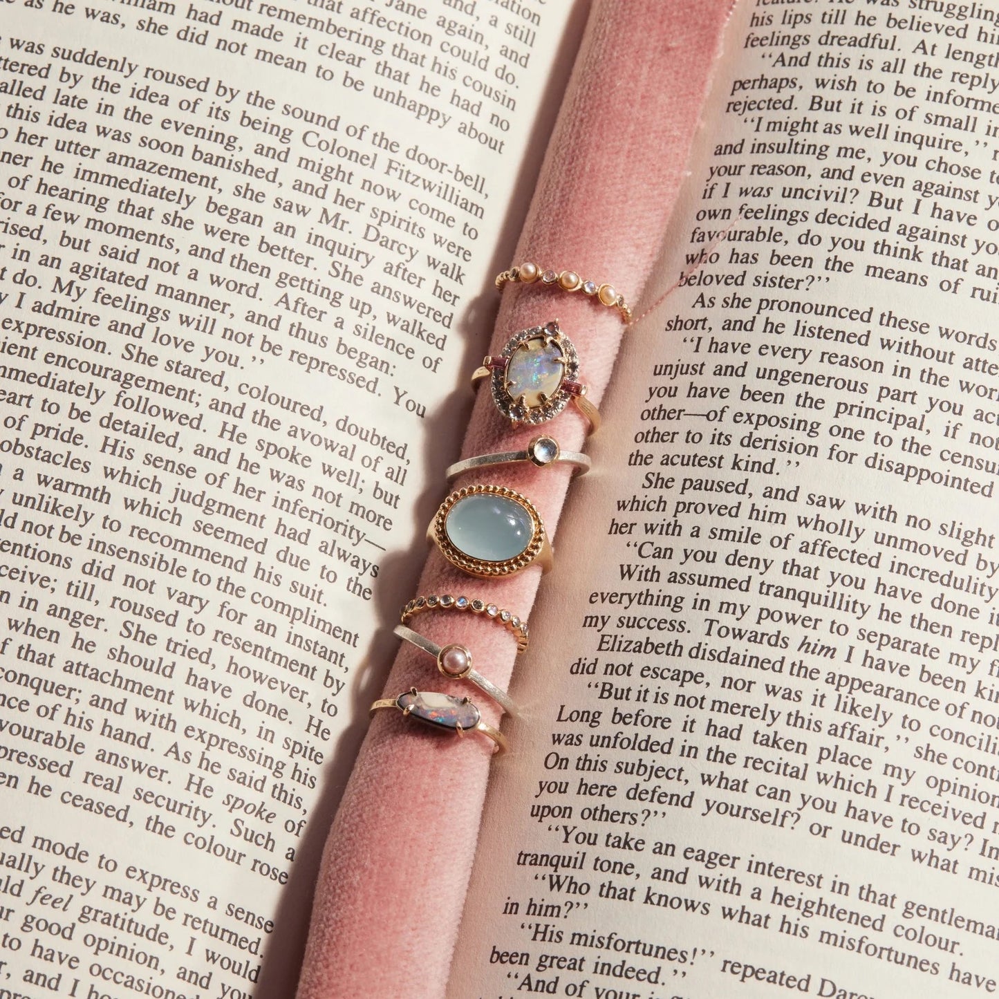 Pearl, Moonstone and Diamond Ring