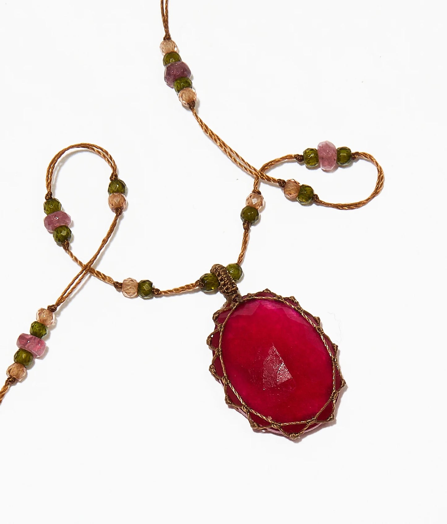 Long Tibetan Rubellite Pendant