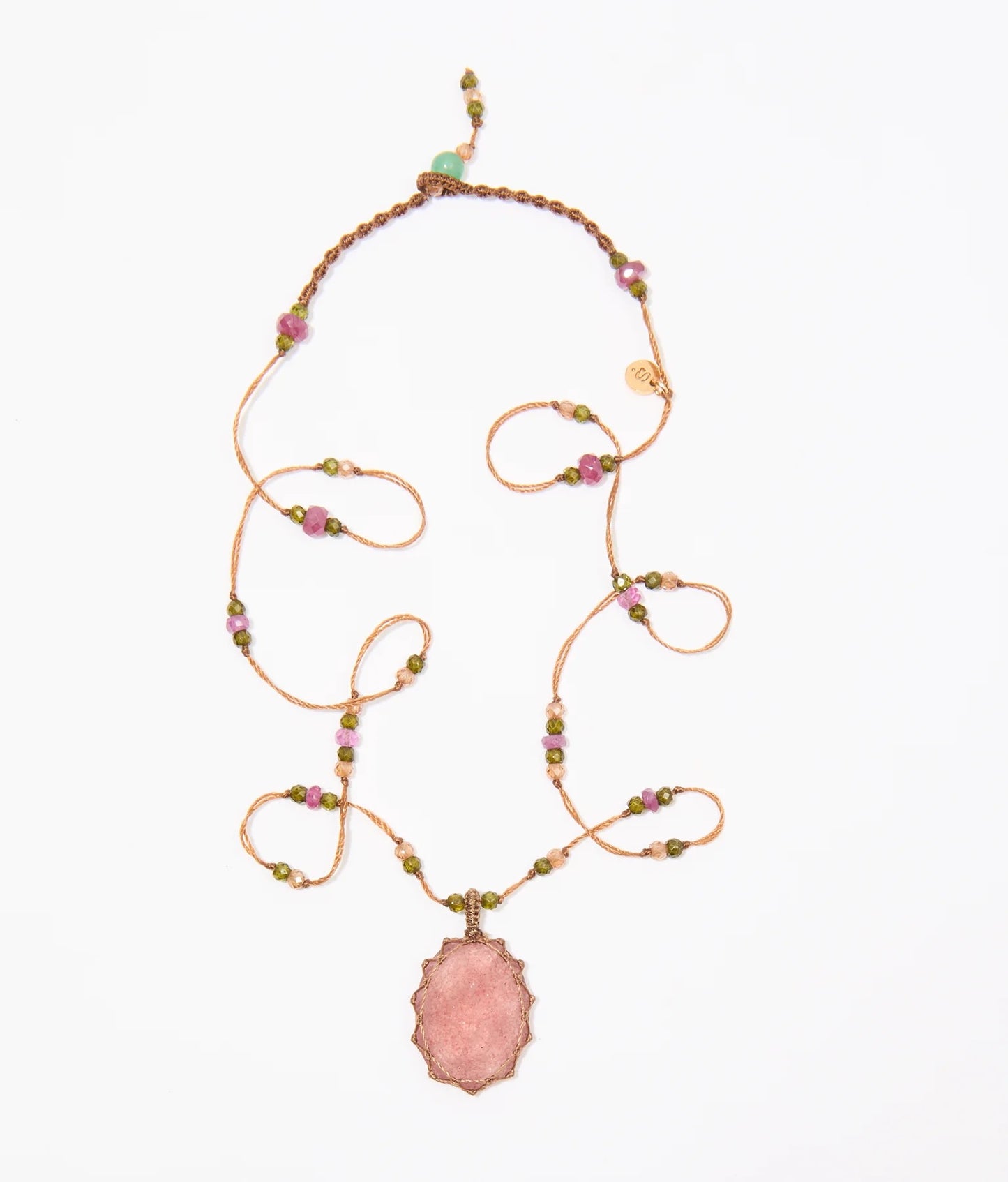 Long Tibetan Strawberry Quartz Pendant