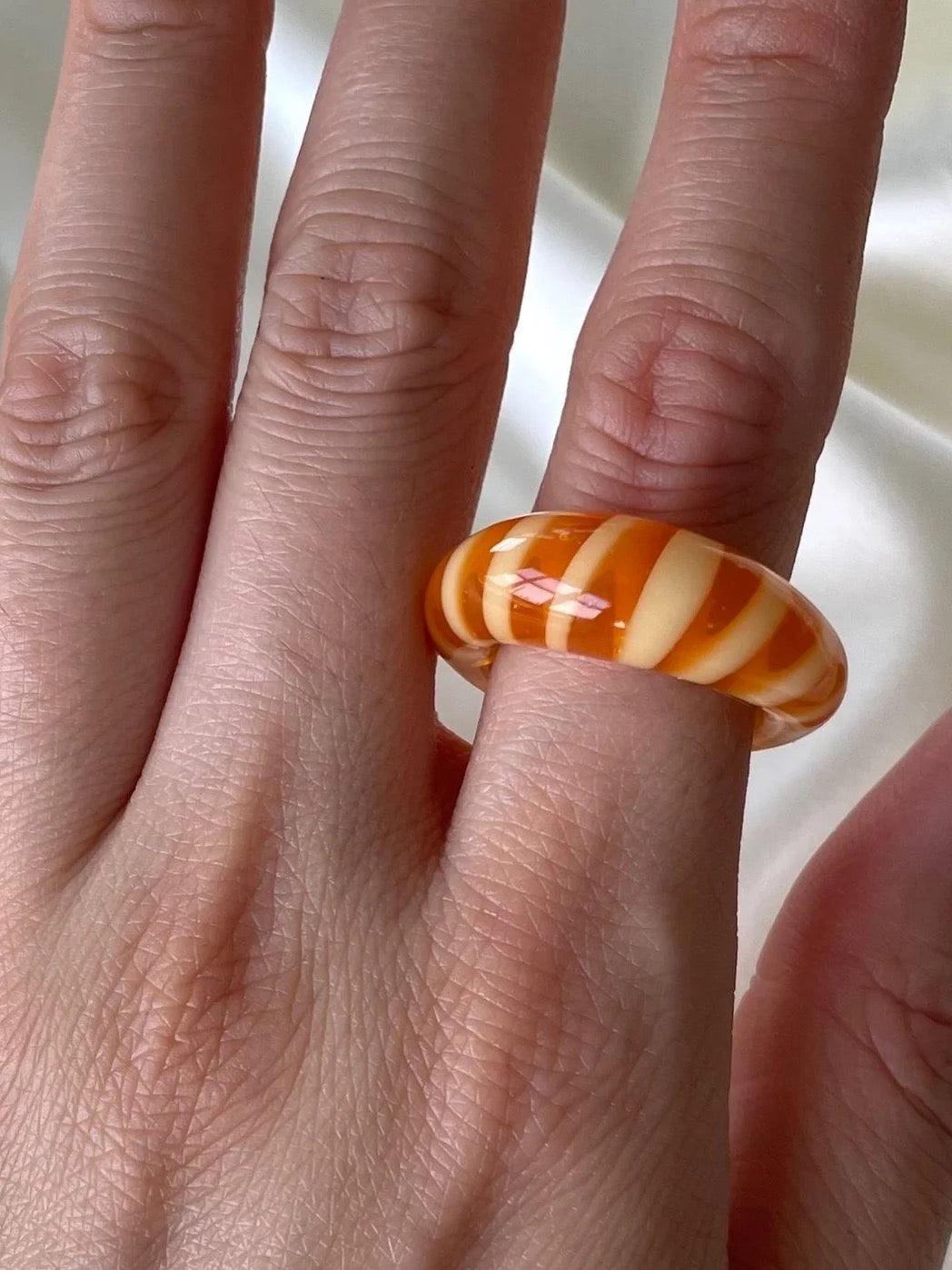 Spiral Glass Ring in Orange