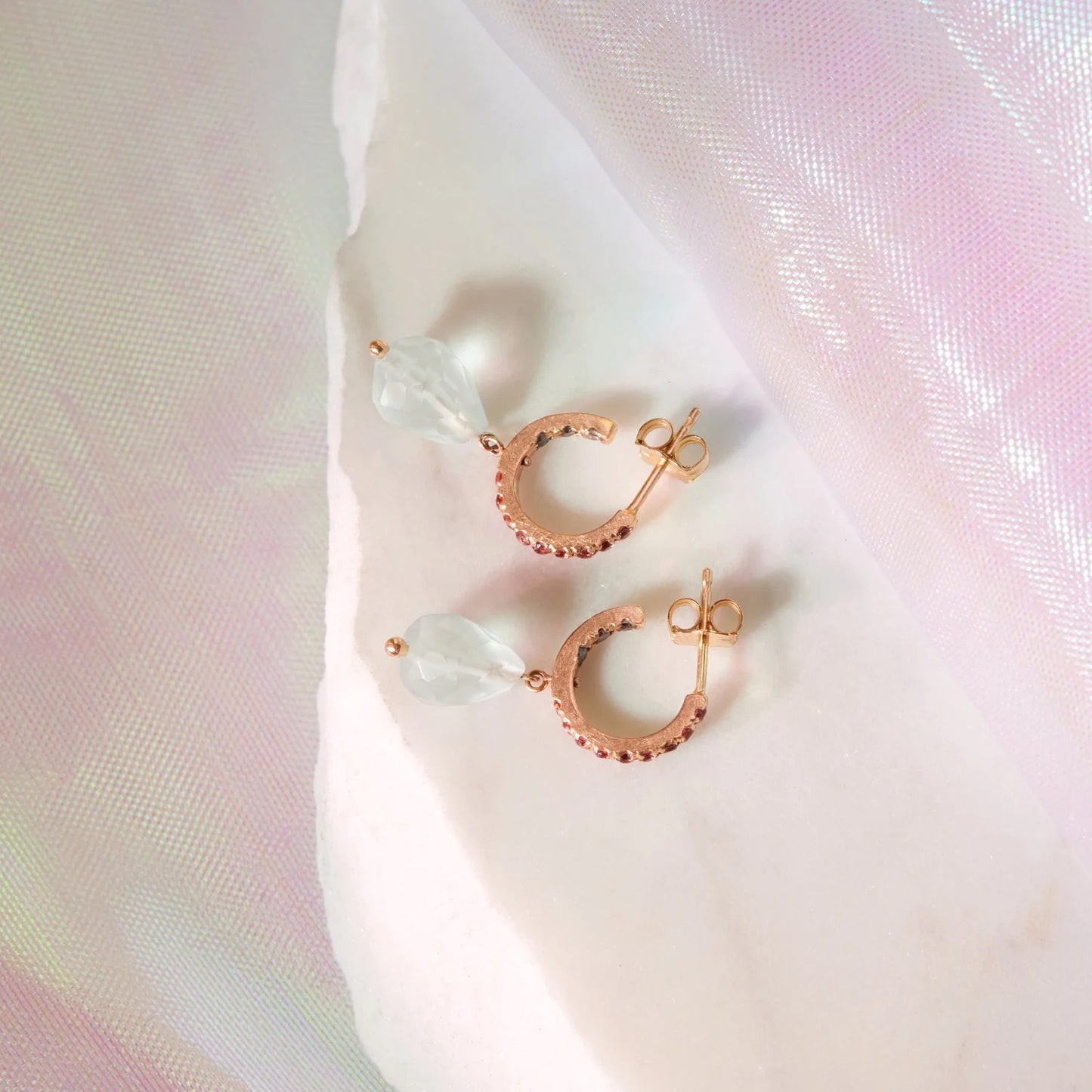 Aquamarine Drop Hoops