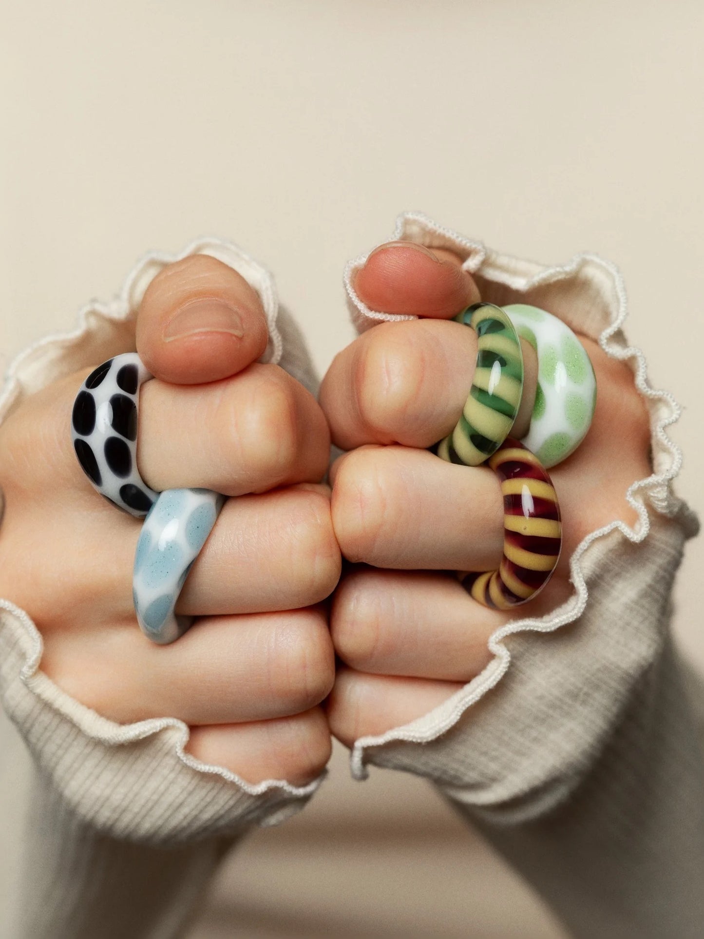 Polta Dots Glass Ring in Mint