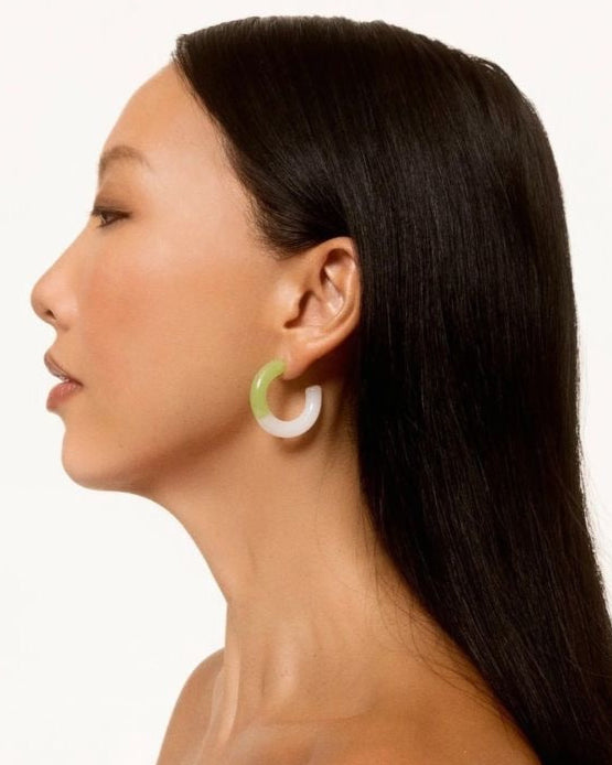 Two Tone Hoops - Lime Green