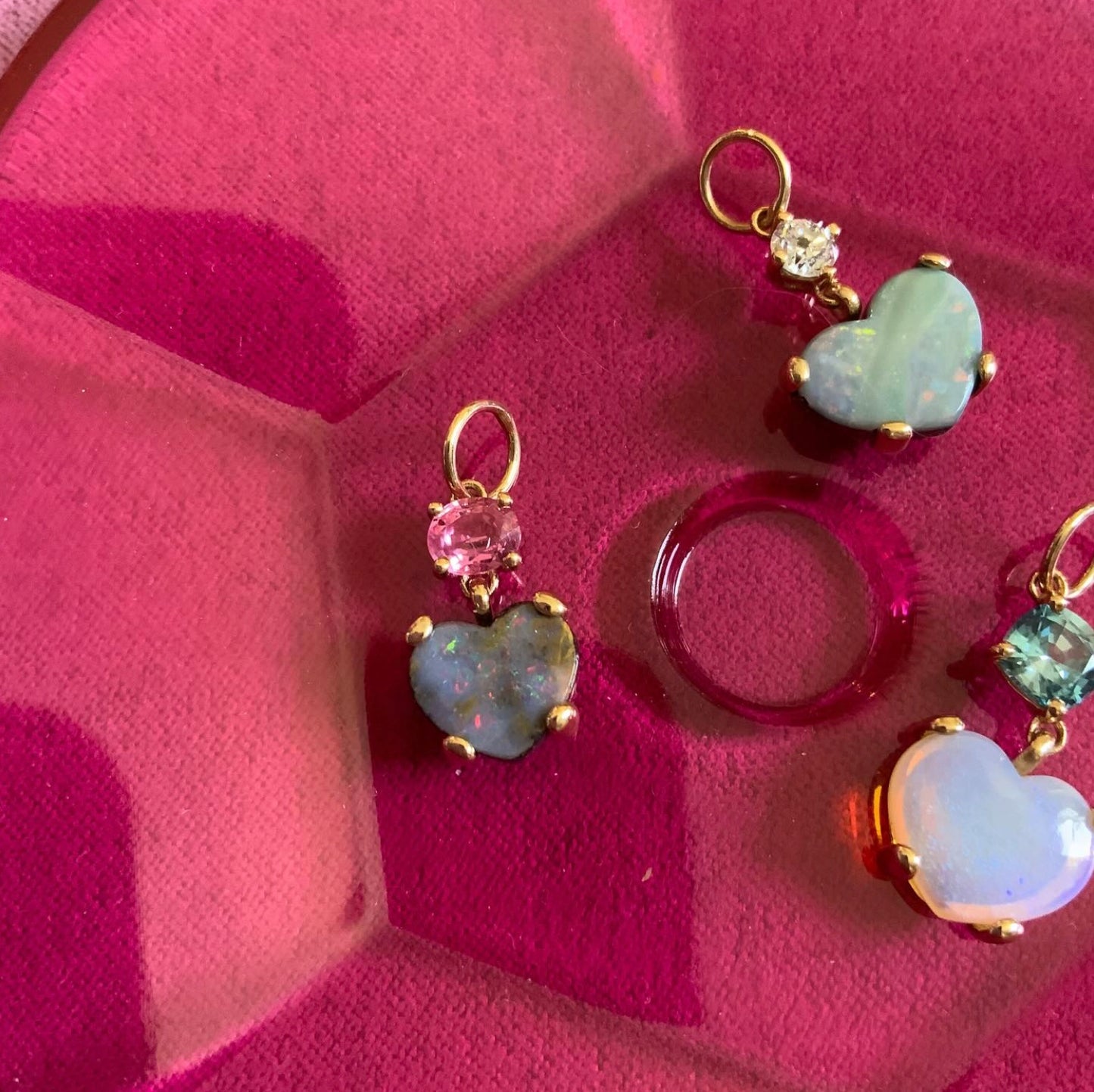 Pink Spinel & Opal Heart Pendant