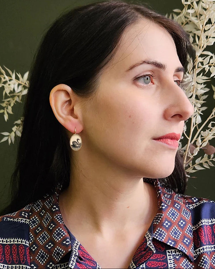 Swan Large Victorian Earrings
