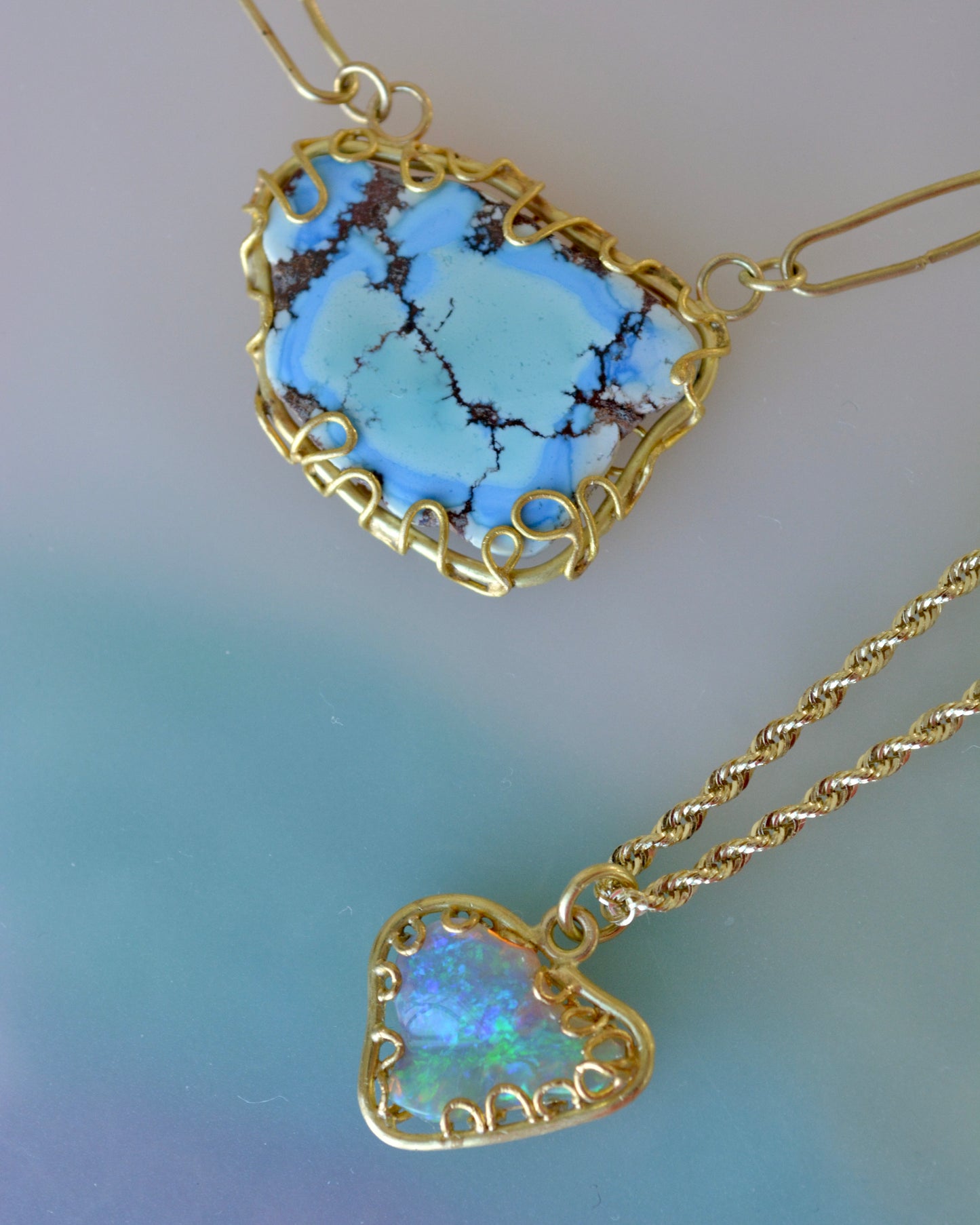 Carved Opal Squiggle Pendant Necklace