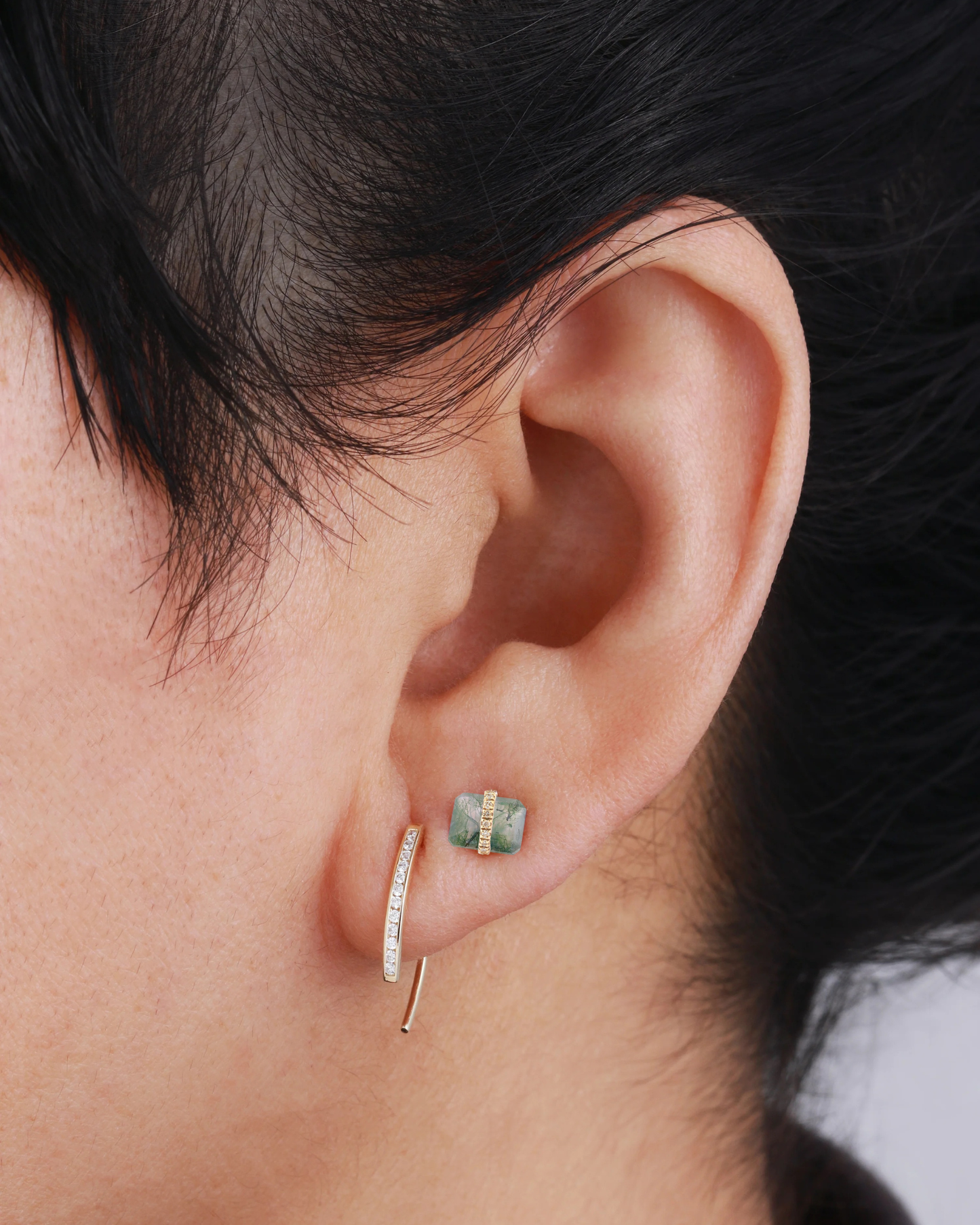 Moss Agate Stud Earrings