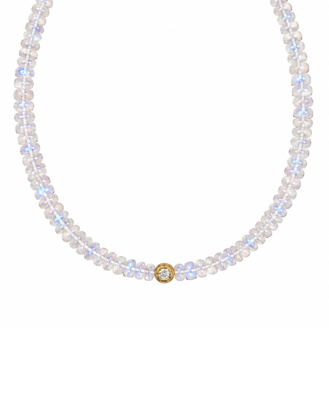Moonstone and Diamond Beaded Necklace