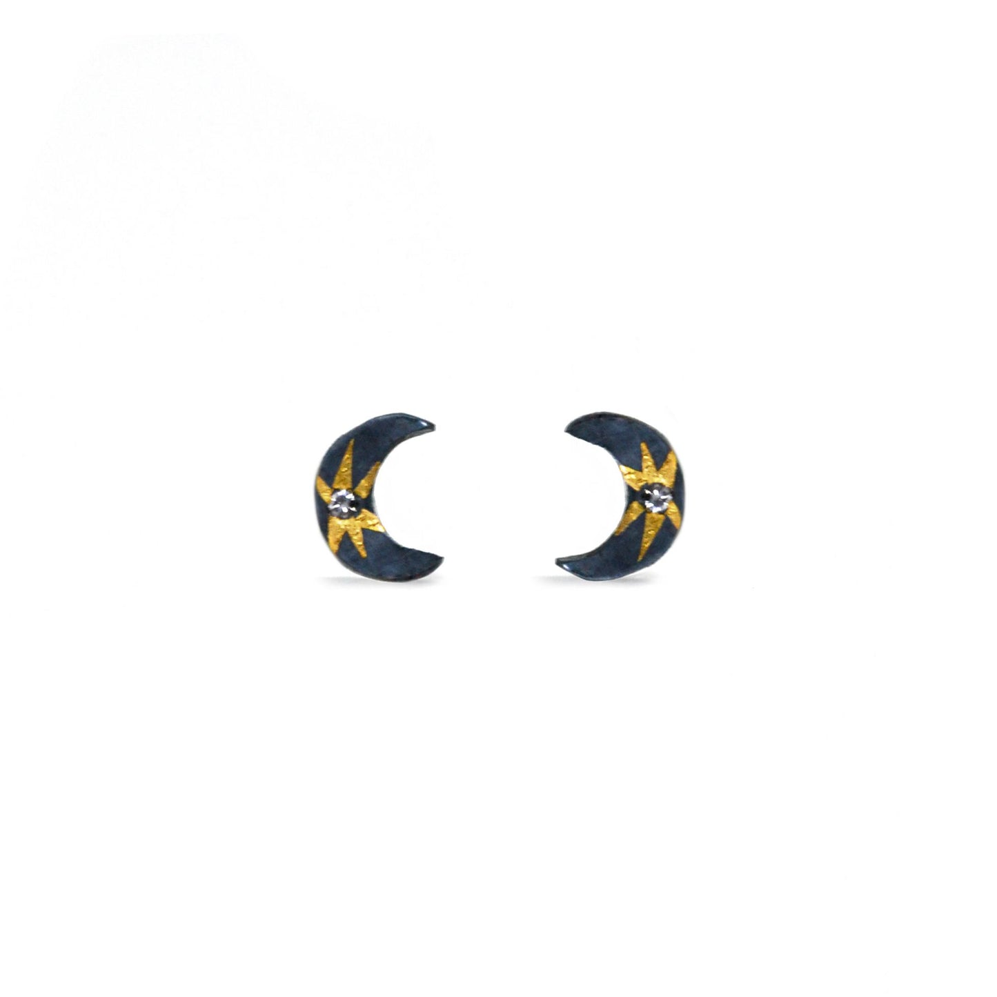 Celestial Moon Oxidized Silver Studs