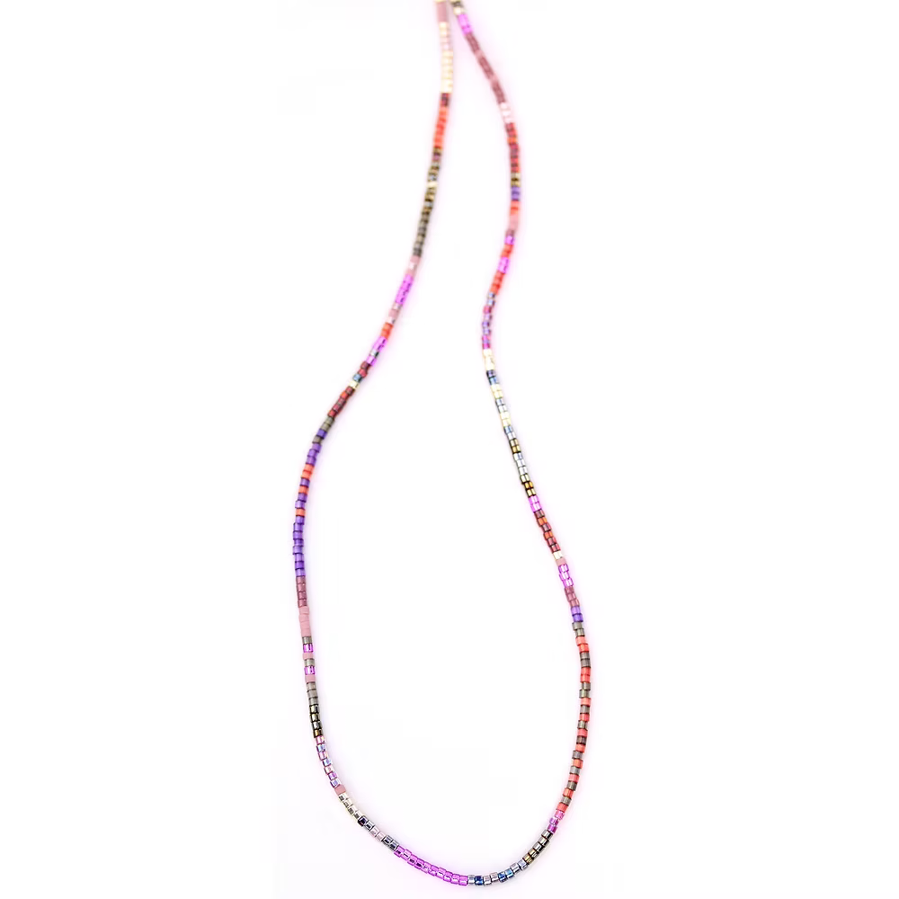 Glass Beaded Necklace - Purple