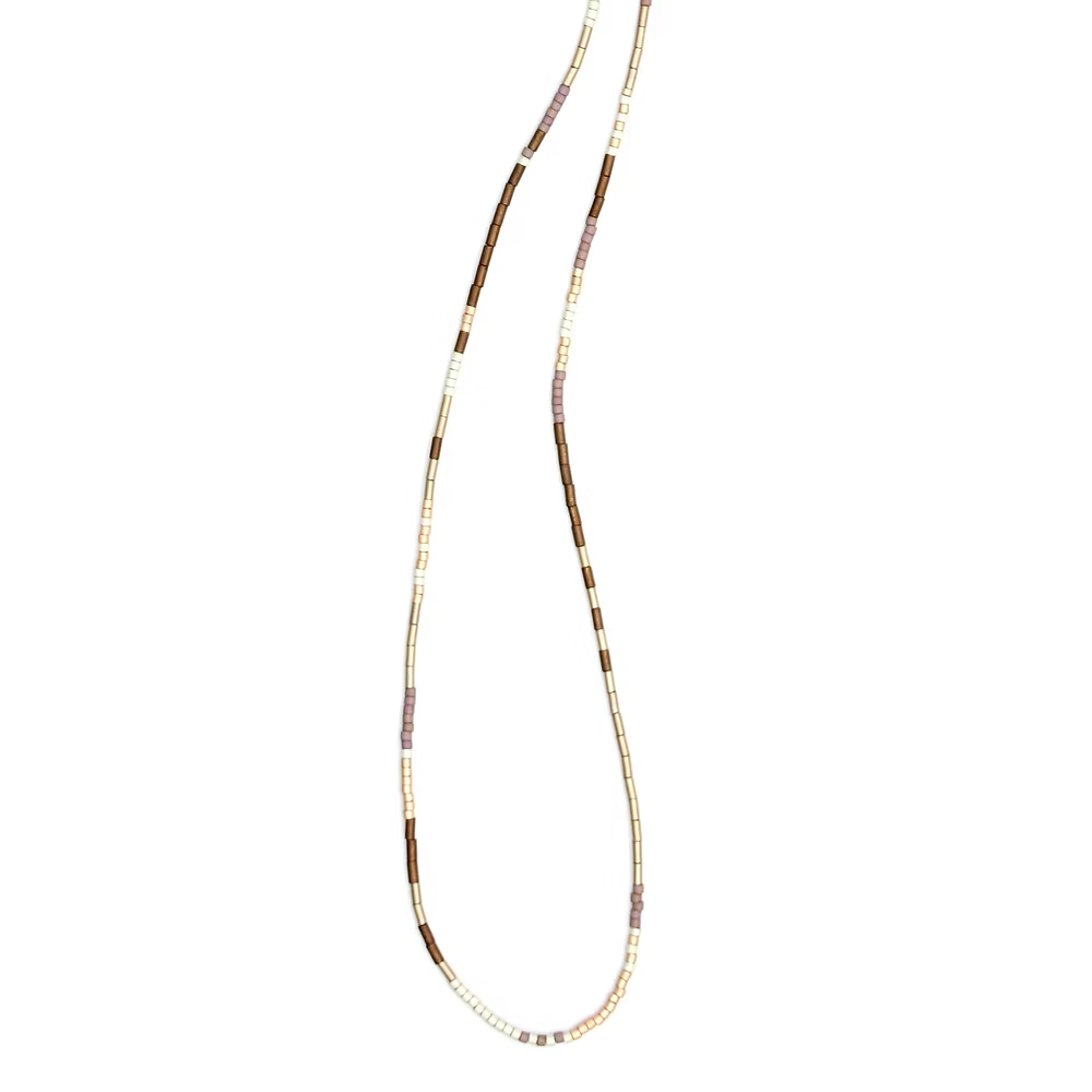 Glass Beaded Necklace - Sand