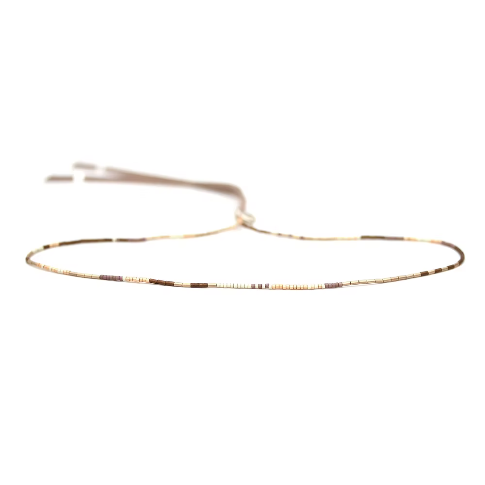 Glass Beaded Necklace - Sand