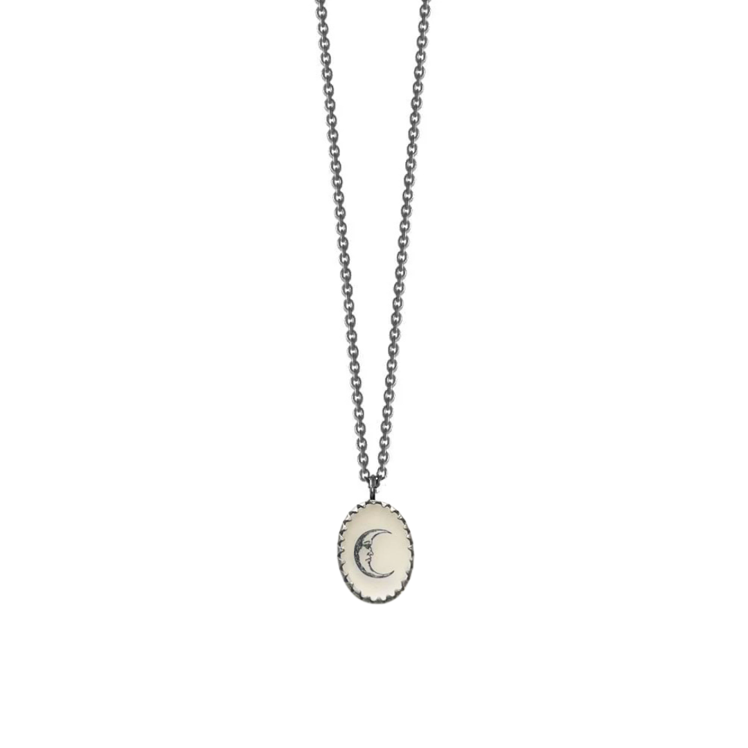 Moon Oxidized Silver Necklace