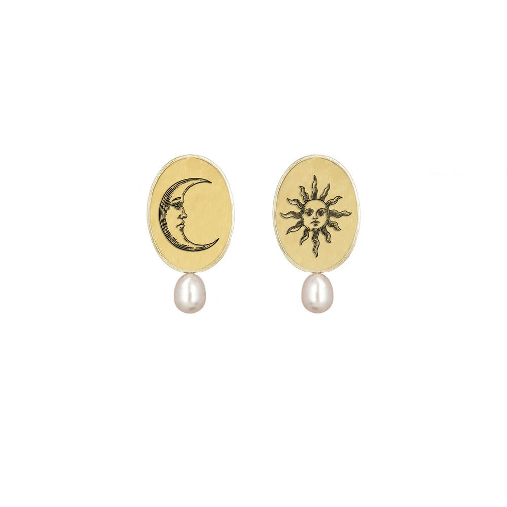 Celestial Pearl Gold Earrings
