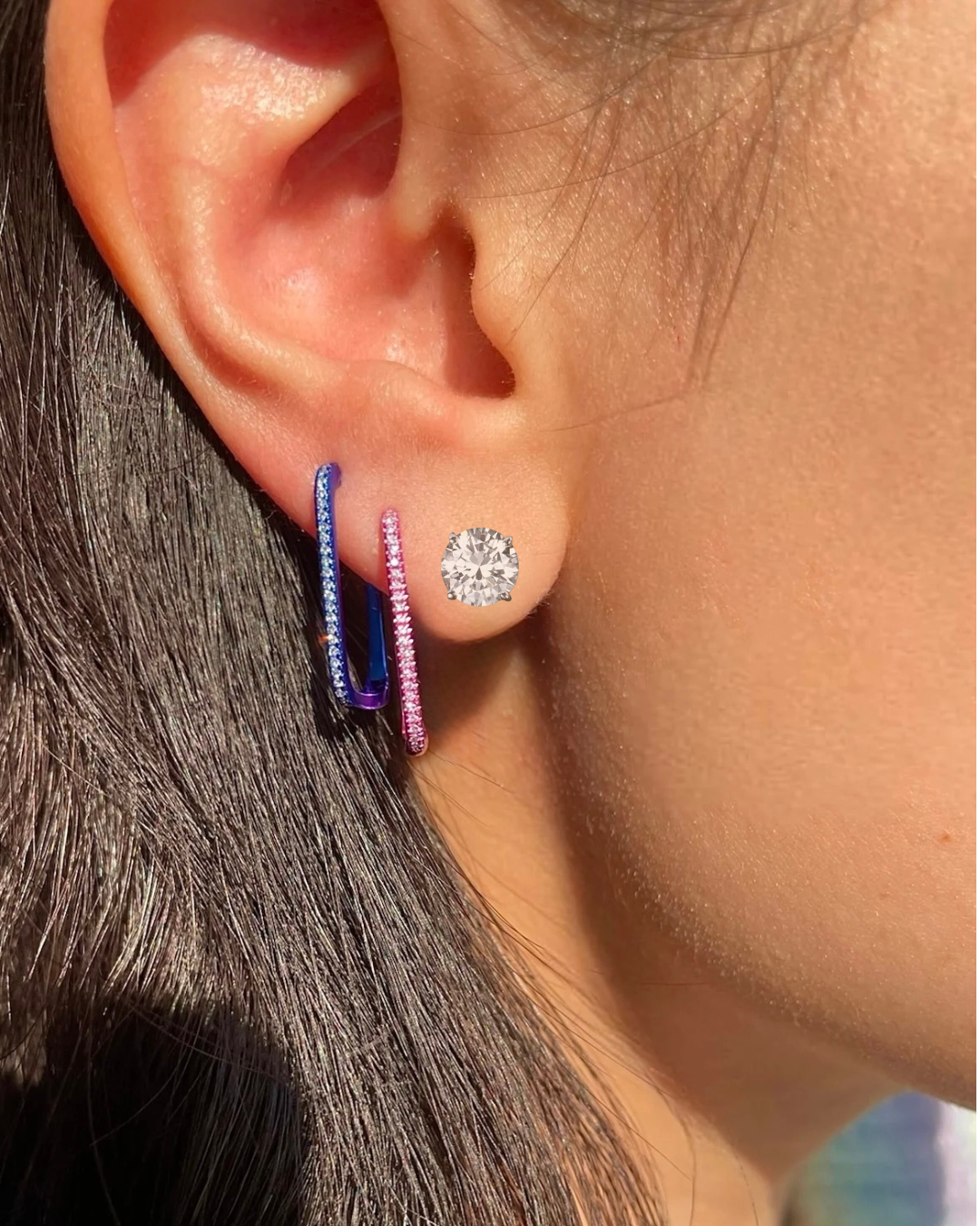 Metallic Violet Rectangular Hoops