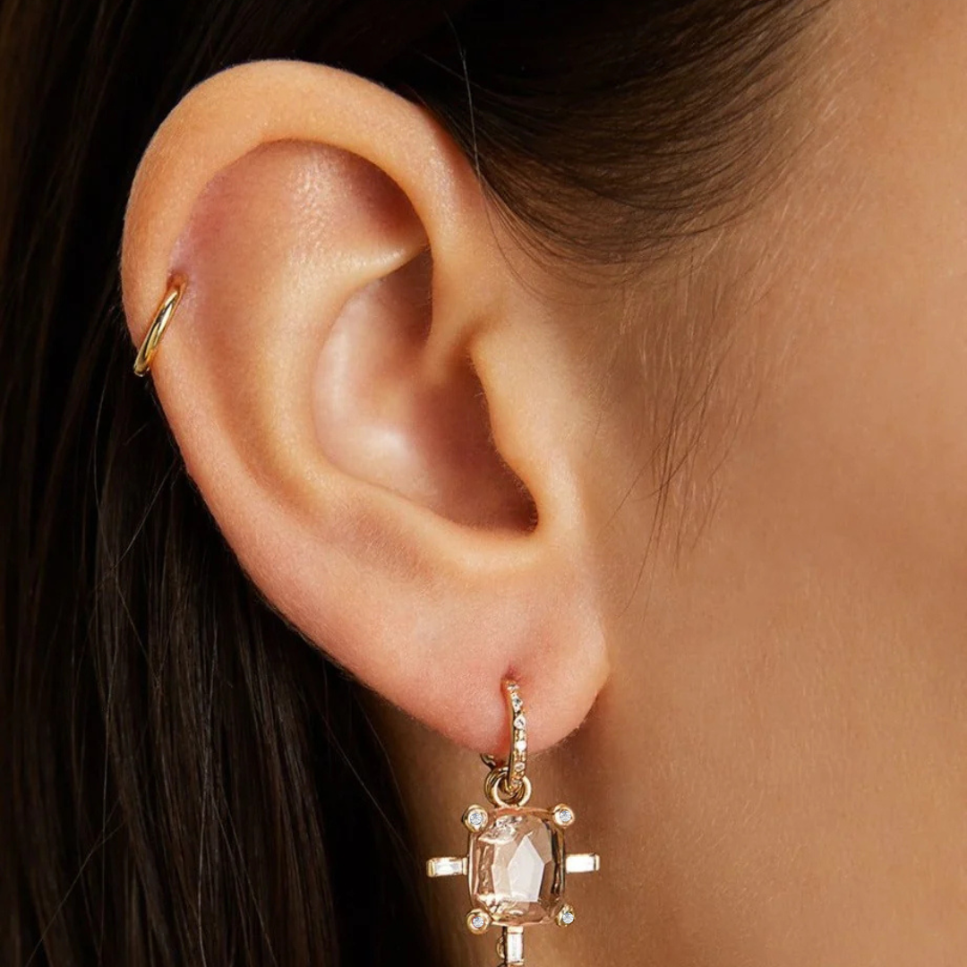 Juno Morganite Earring Charm with Diamonds