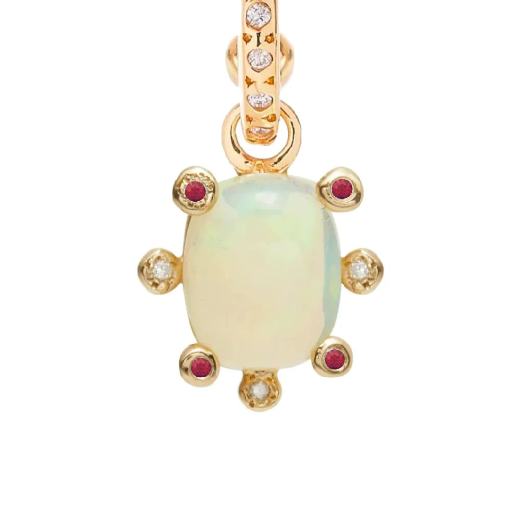 Genie Opal Earring Charm with Ruby and Diamonds